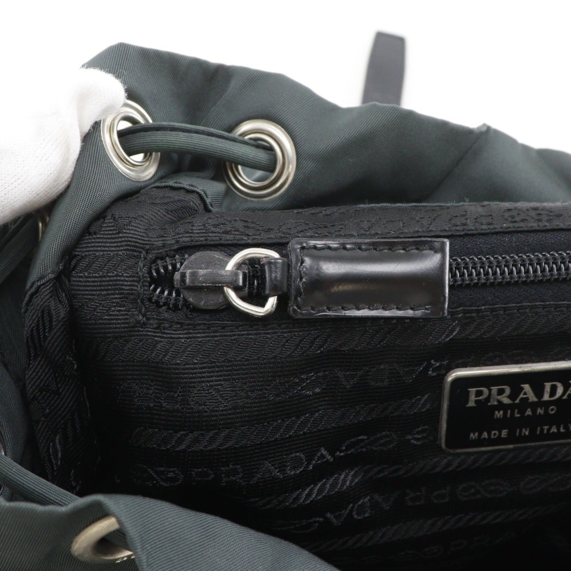 Prada Prada Backpack/Daypack, Nylon, Green, 2-Way, Belt Clasp, Women's Size ONE SIZE - 10 Thumbnail