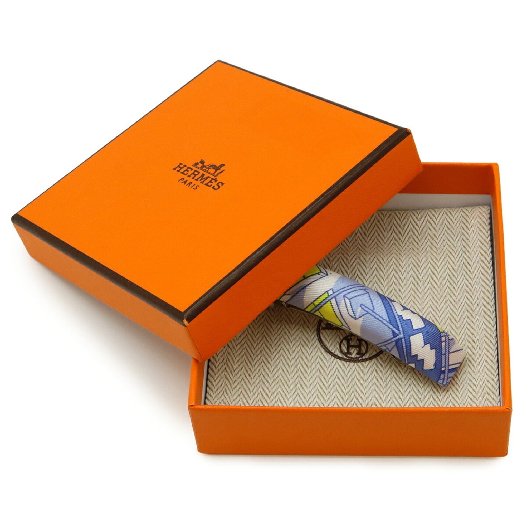 Hermes HERMES Eclipse PM Barrette Hair Clip, Legend of the Winged Horse, Silk, Blue, White, Yellow Size ONE SIZE - 7 Thumbnail