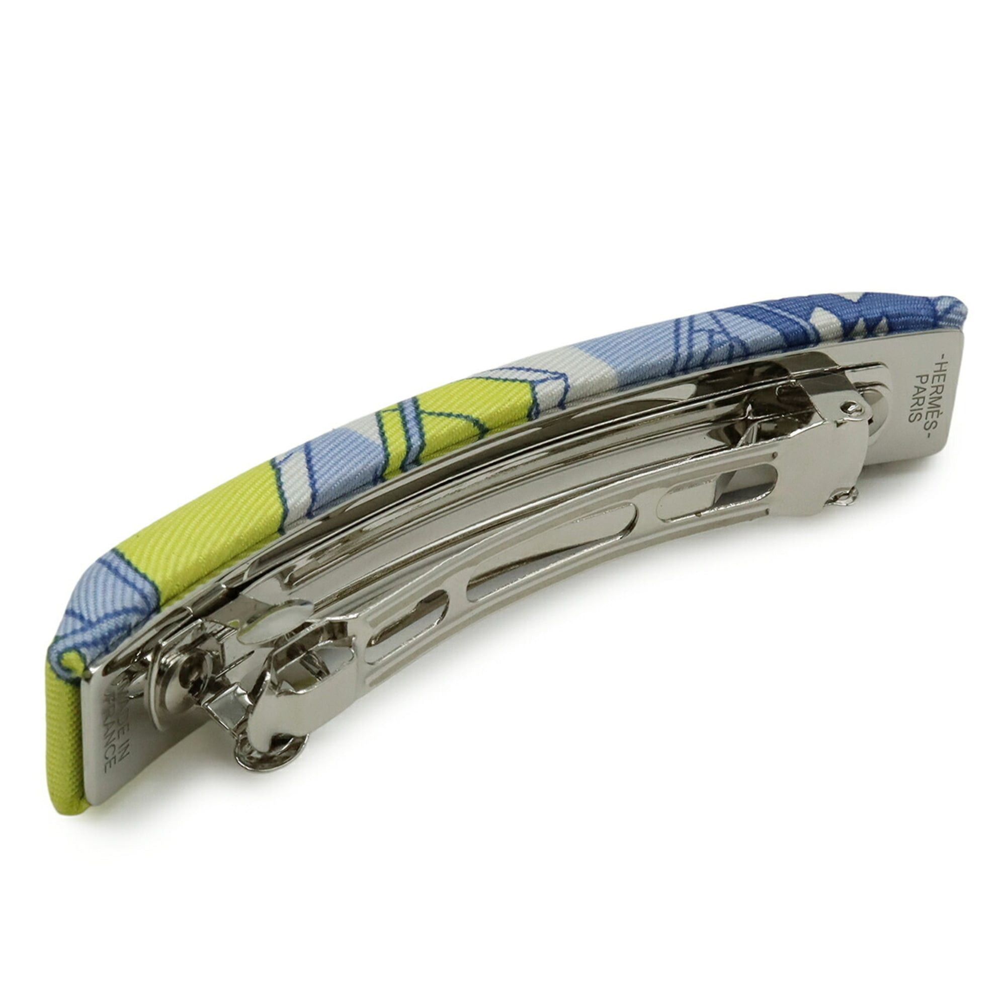 Hermes HERMES Eclipse PM Barrette Hair Clip, Legend of the Winged Horse, Silk, Blue, White, Yellow Size ONE SIZE - 4 Thumbnail