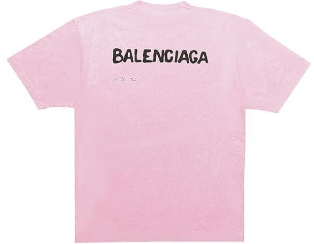 Balenciaga hand-drawn balenciaga t-shirt large fit pink Size US L / EU 52-54 / 3 - 2 Thumbnail
