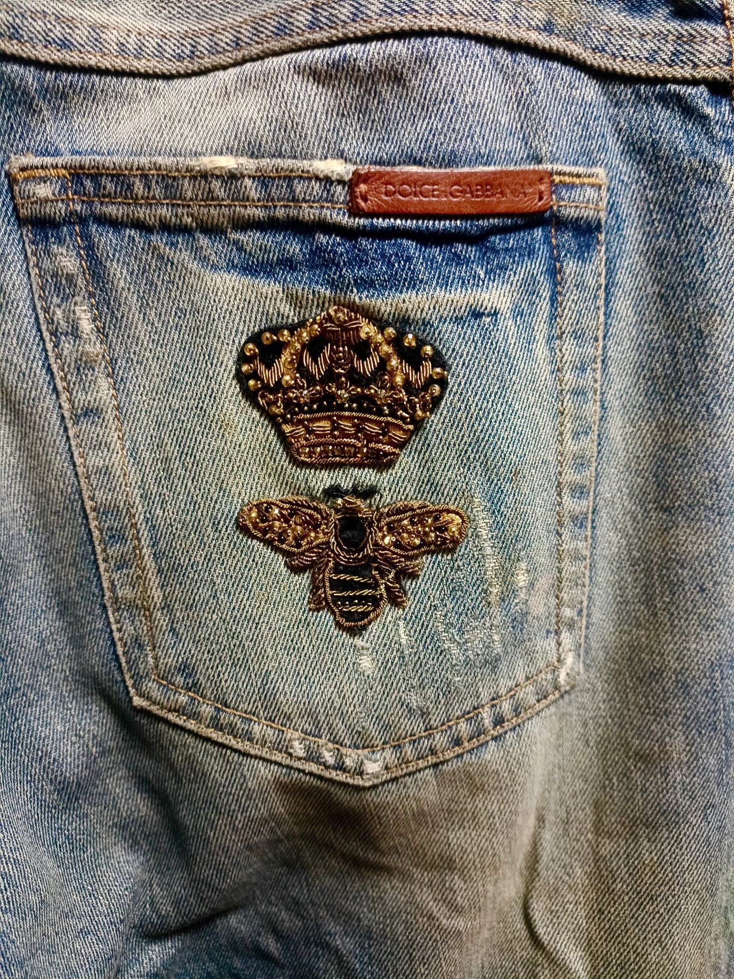 Dolce & Gabbana Dolce & Gabbana Crown Bee Embroidery Jeans Size US 32 / EU 48 - 7 Thumbnail