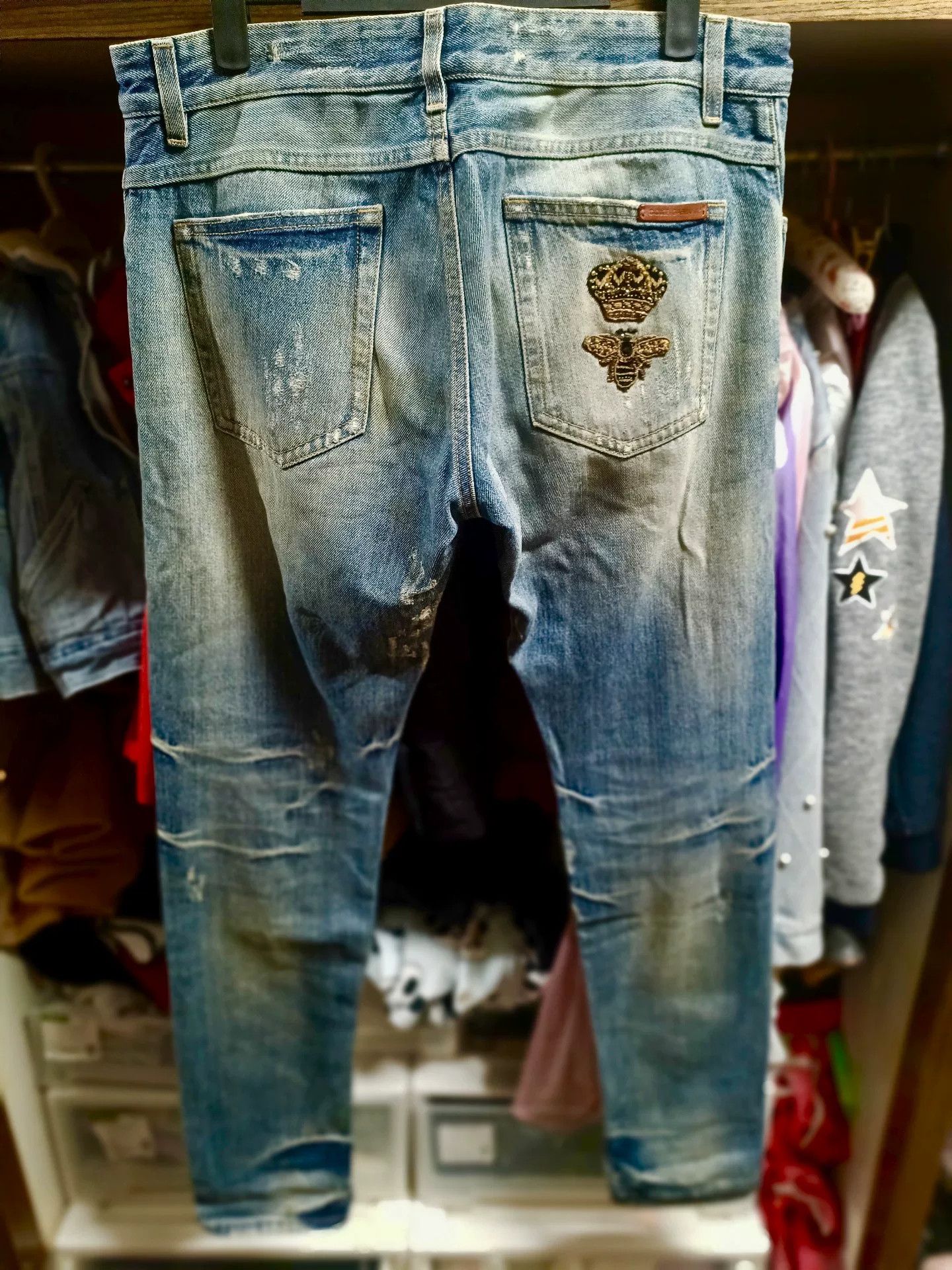 Dolce & Gabbana Dolce & Gabbana Crown Bee Embroidery Jeans Size US 32 / EU 48 - 2 Thumbnail