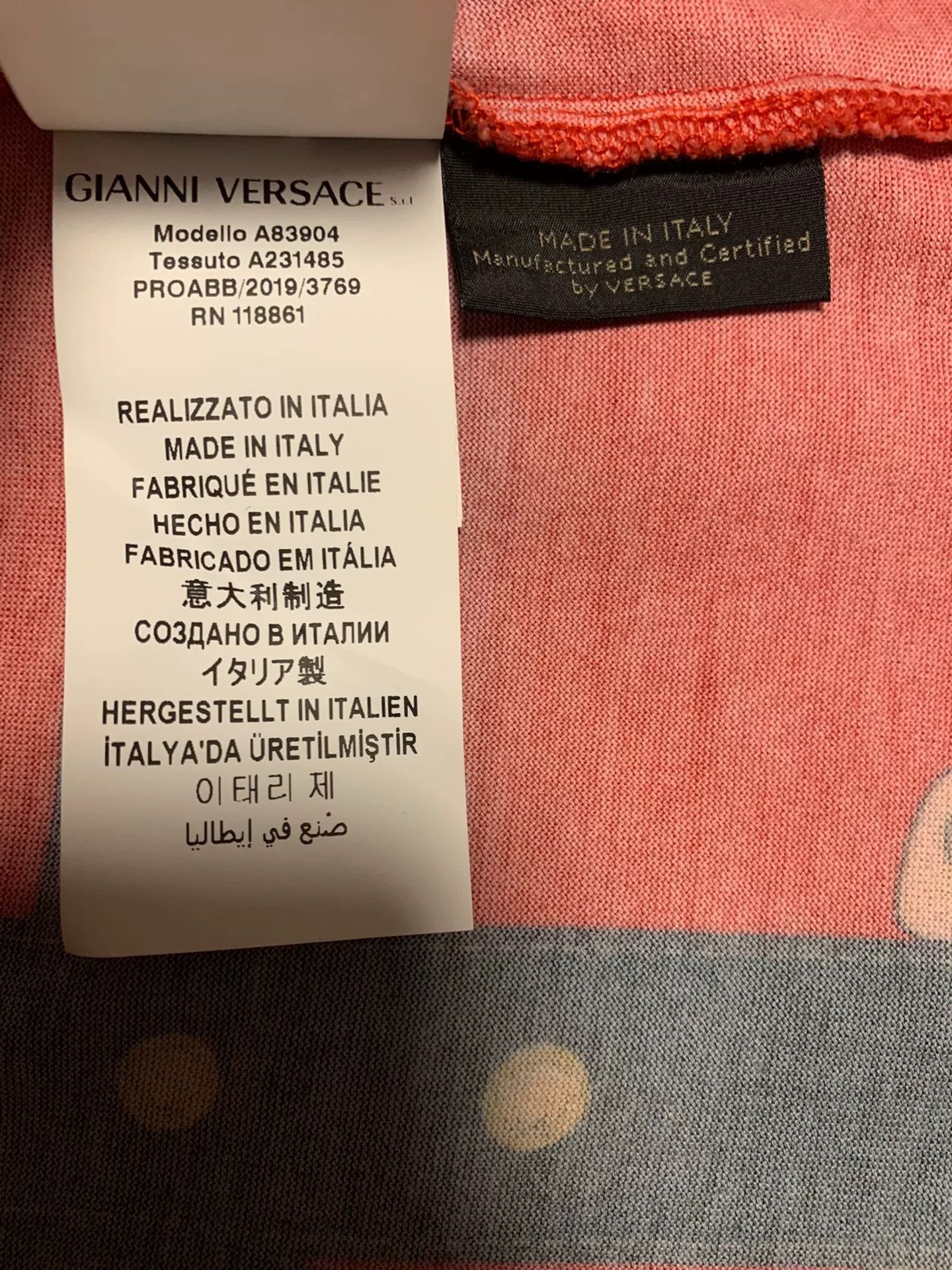 Versace Versace Men's Short Sleeve T-shirt Geometric Print Size US M / EU 48-50 / 2 - 6 Thumbnail