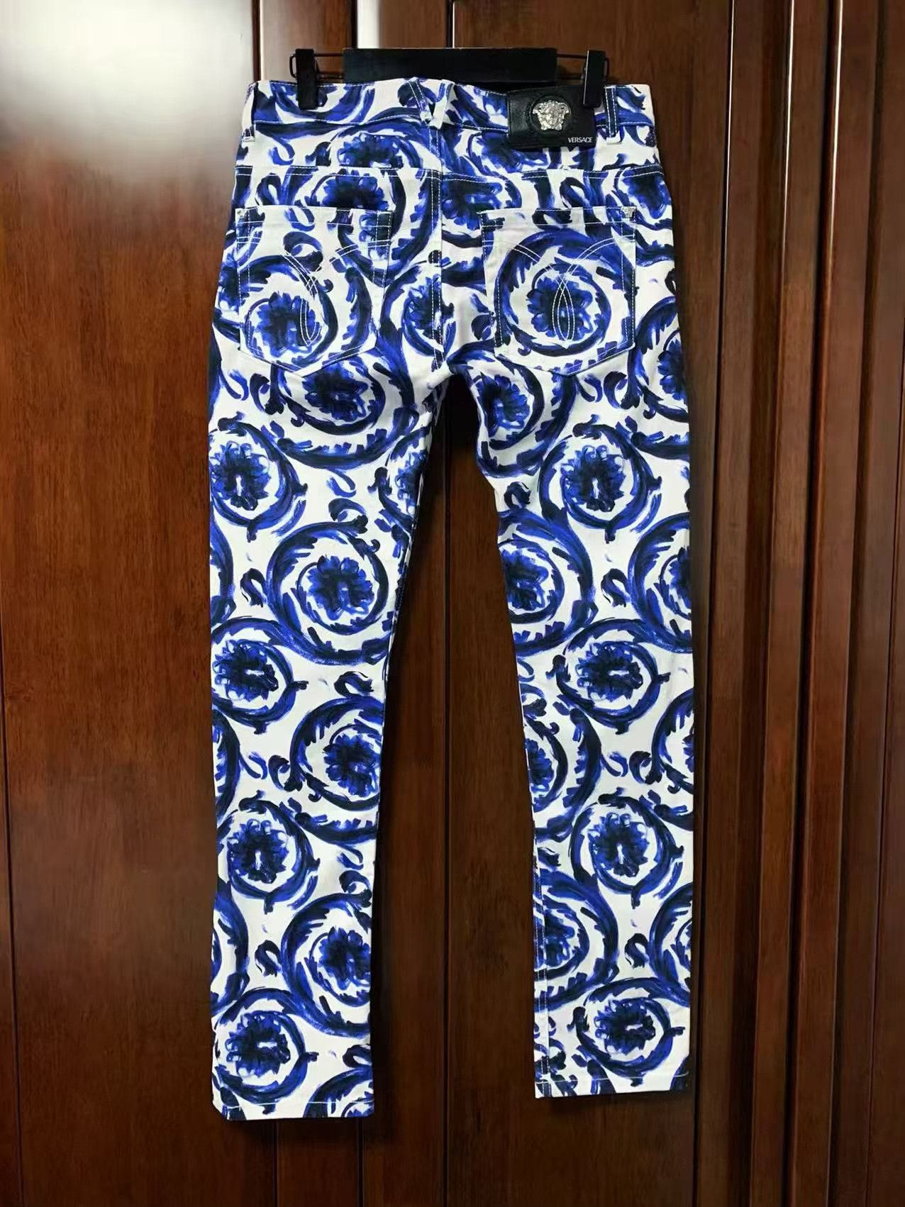 Versace Versace Men's Blue White Print Jeans Size US 30 / EU 46 - 2 Thumbnail
