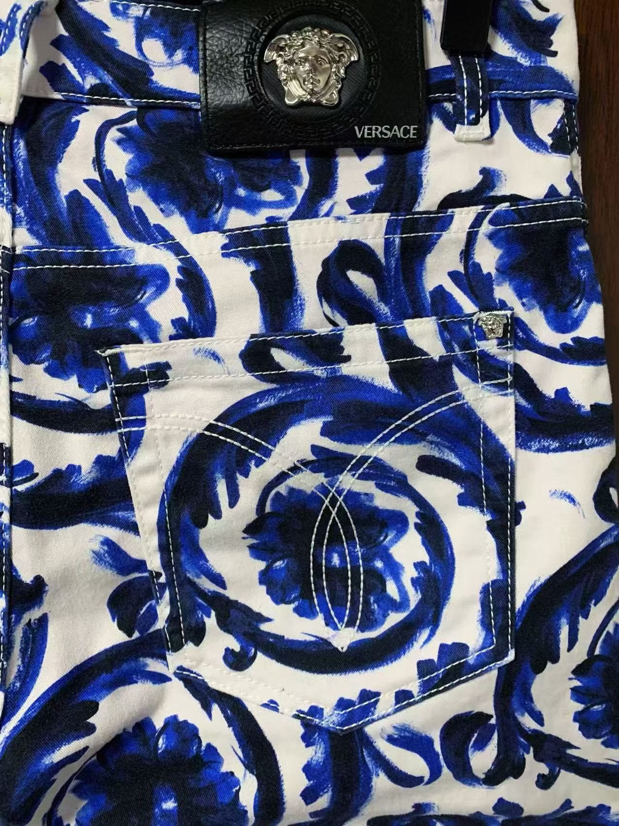 Versace Versace Men's Blue White Print Jeans Size US 30 / EU 46 - 4 Thumbnail