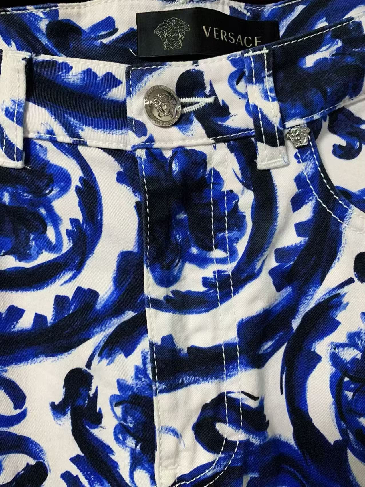 Versace Versace Men's Blue White Print Jeans Size US 30 / EU 46 - 3 Thumbnail