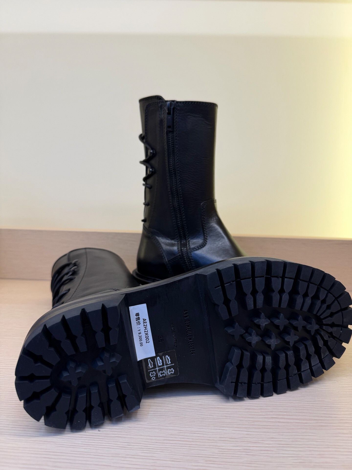 Ann Demeulemeester Ann Demeulemeester Black Rear Lace Mid-Calf Boots Size US 4 / IT 34 - 6 Thumbnail