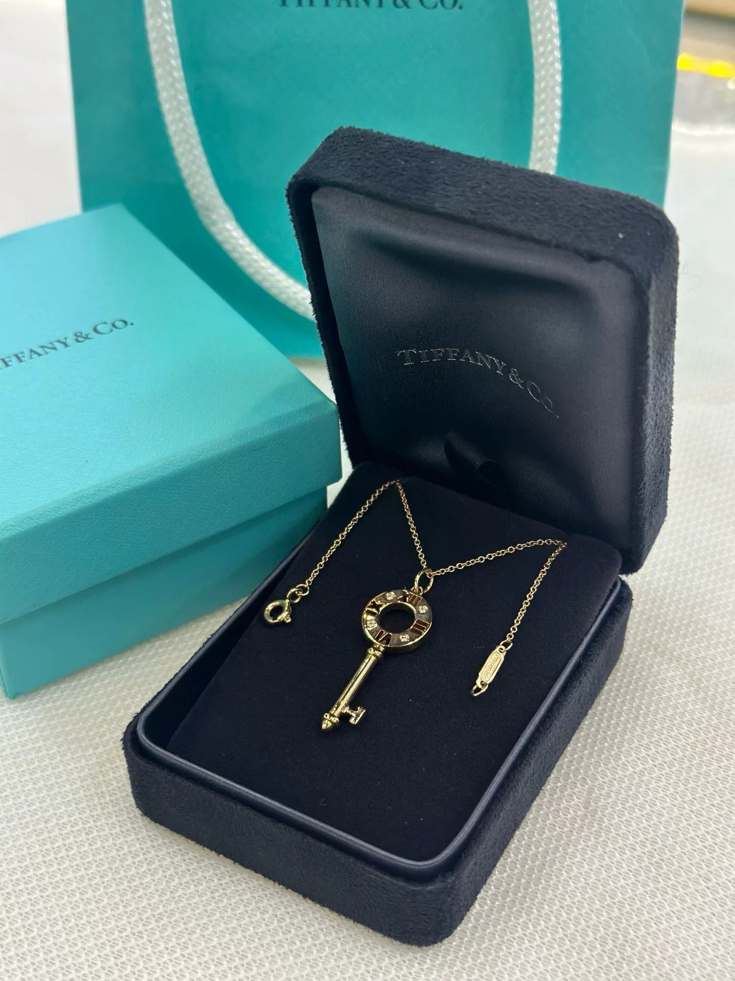 Tiffany & Co. Tiffany & Co. 18k Rose Gold Diamond Key Necklace Size ONE SIZE - 3 Thumbnail