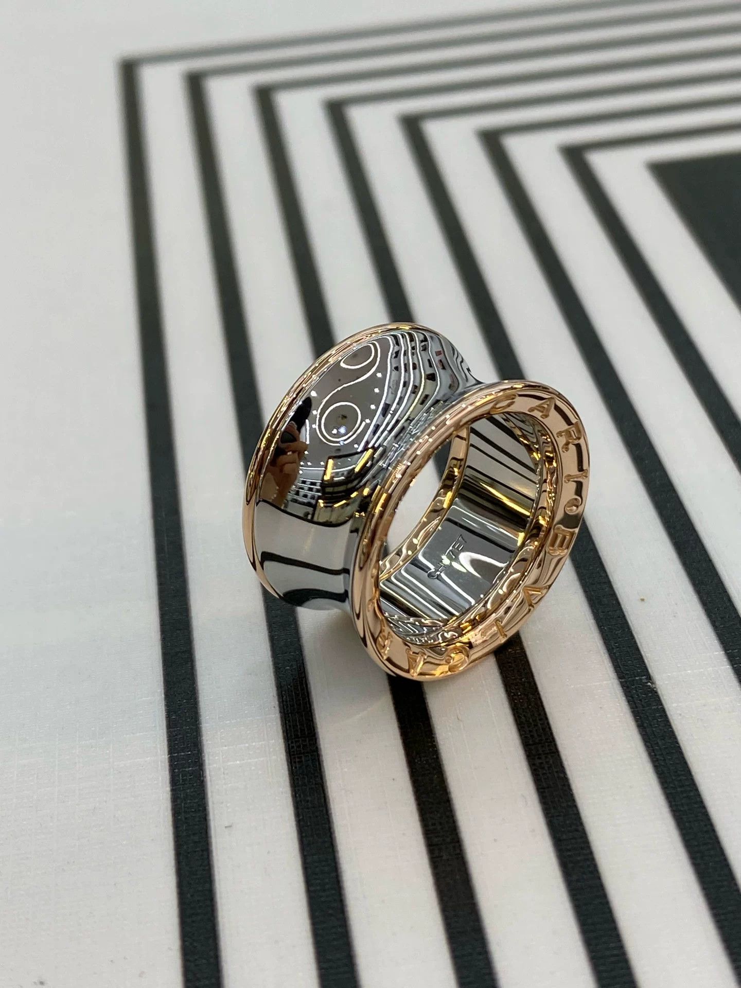 Bvlgari Bvlgari 18k Rose Gold Steel Ring Size ONE SIZE - 3 Thumbnail