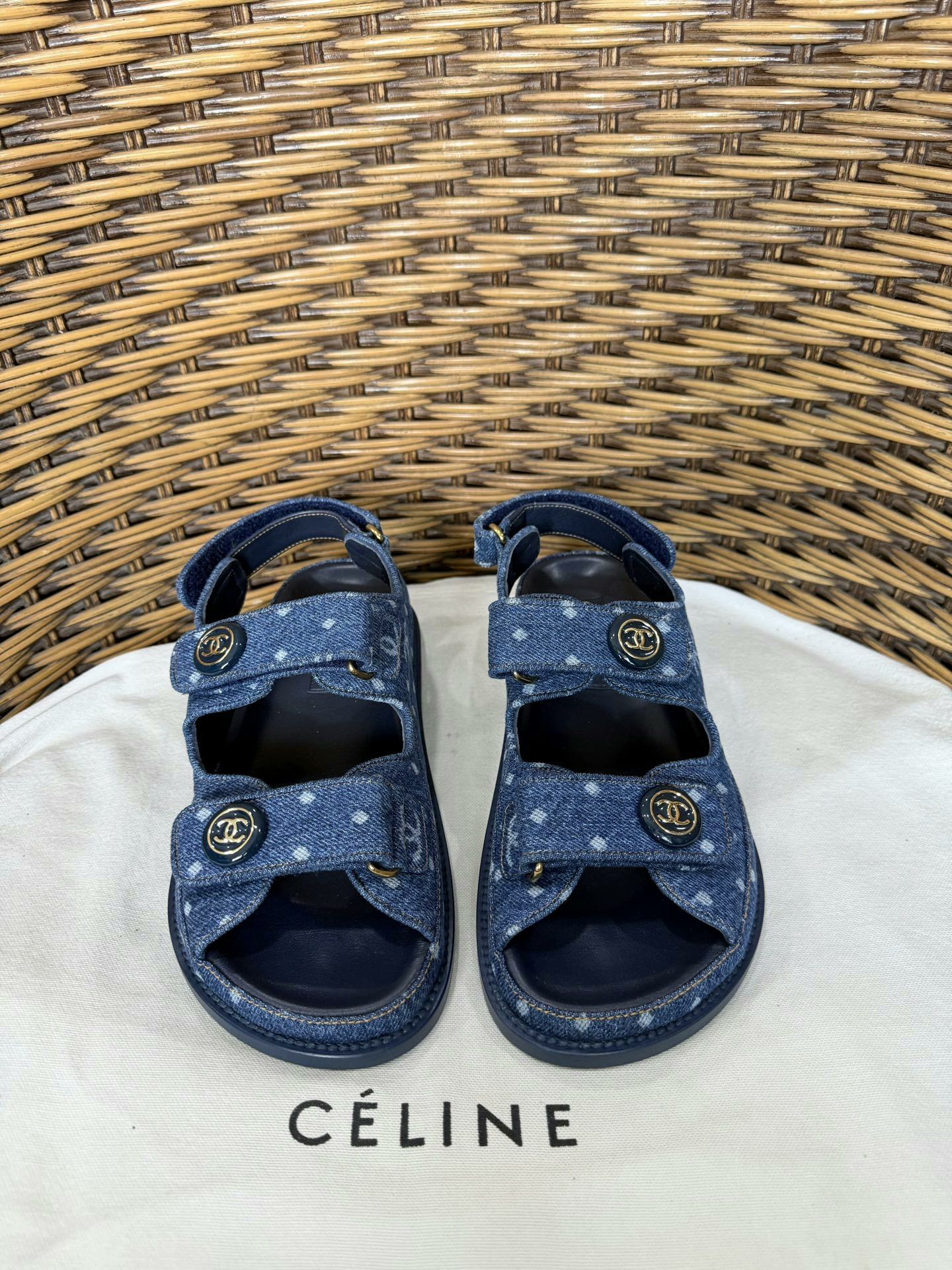 Chanel Chanel Blue Denim Monogram Slides Size US 5 / IT 35 - 2 Thumbnail