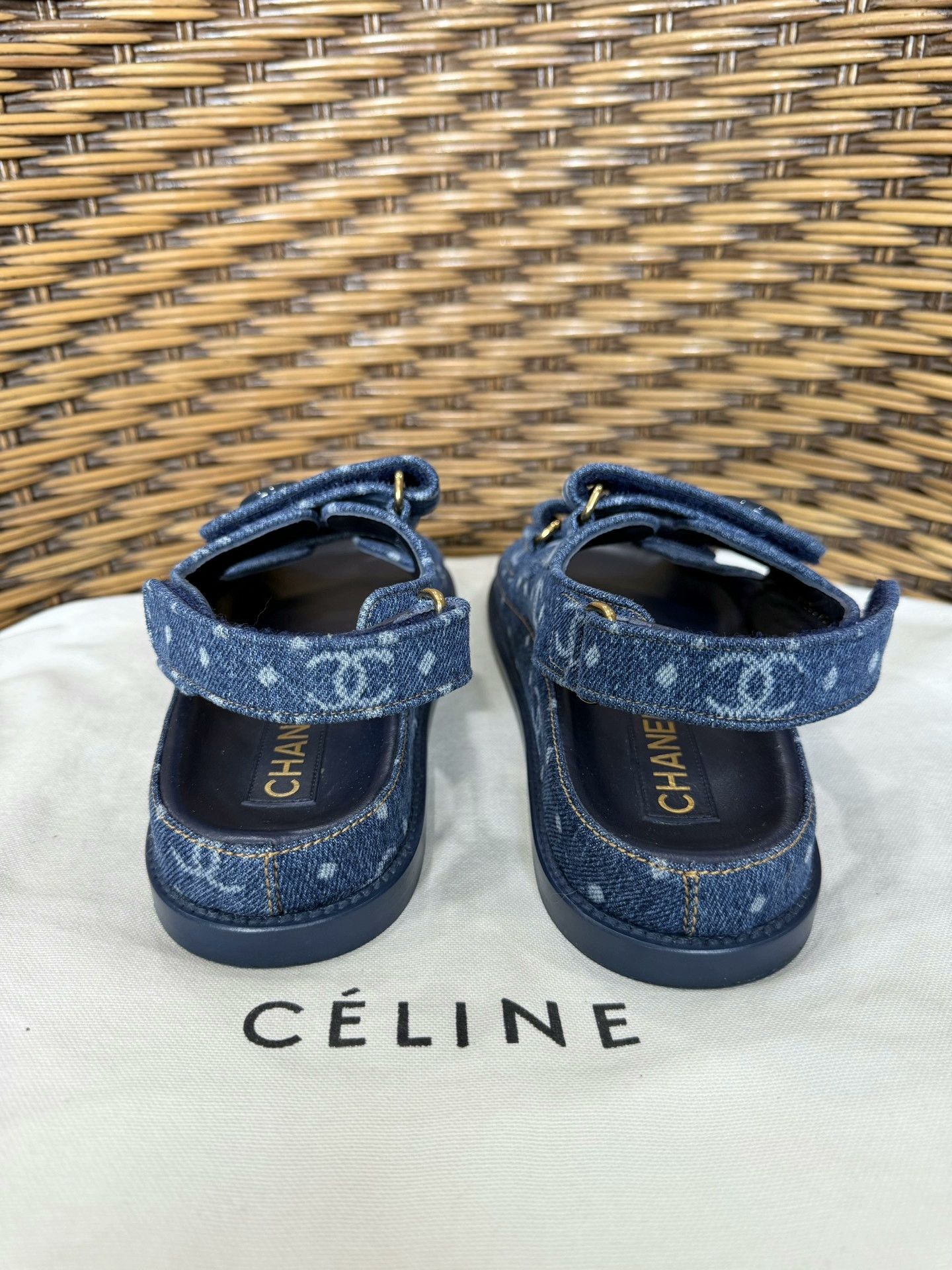 Chanel Chanel Blue Denim Monogram Slides Size US 5 / IT 35 - 3 Thumbnail
