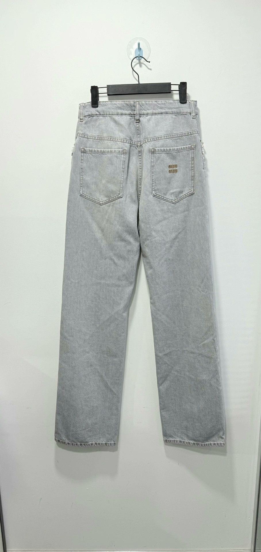 Miu Miu Miu Miu 25 Rhinestone Gray Jeans 24 Size 24" / US 00 / IT 34 - 2 Thumbnail