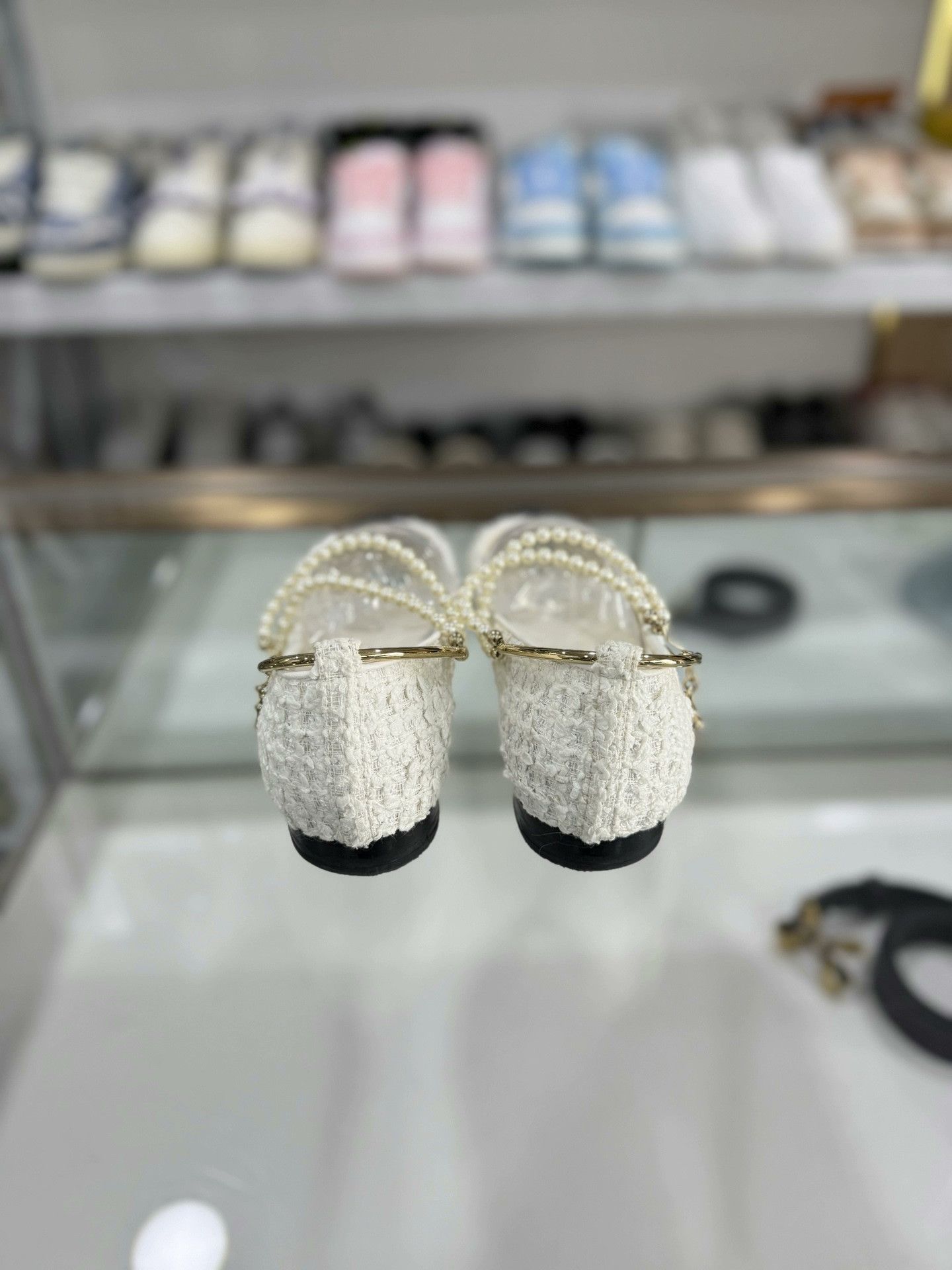 Chanel Chanel White Camellia Pearl Mary Jane Shoes Size US 6 / IT 36 - 3 Thumbnail