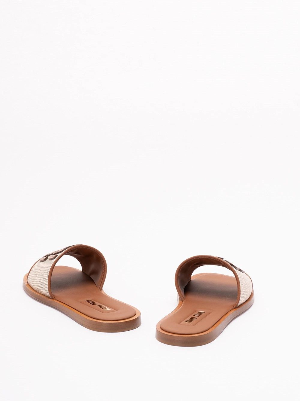 Miu Miu Canvas and Leather Slides Size US 6 / IT 36 - 3 Thumbnail