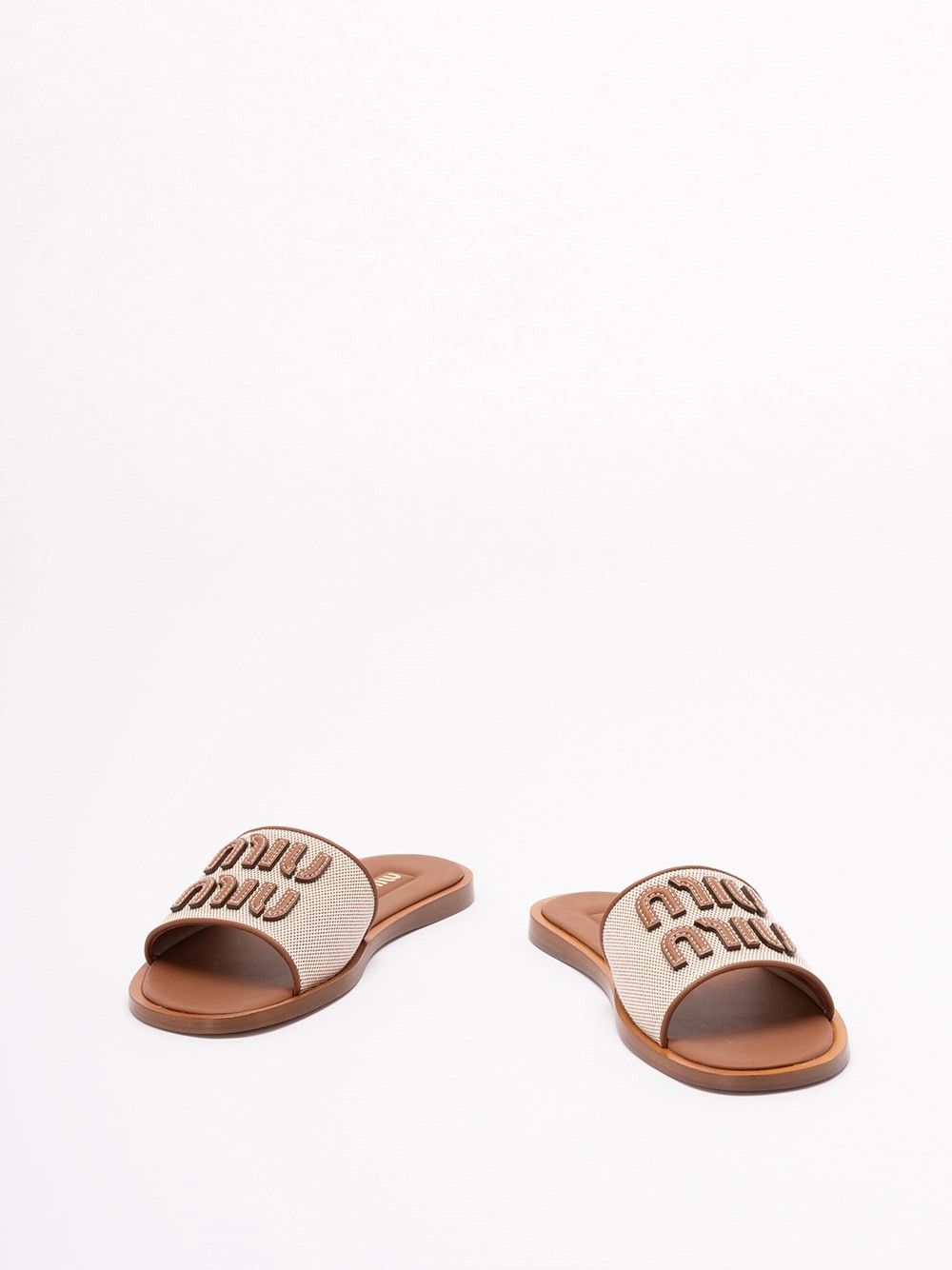 Miu Miu Canvas and Leather Slides Size US 7 / IT 37 - 2 Thumbnail