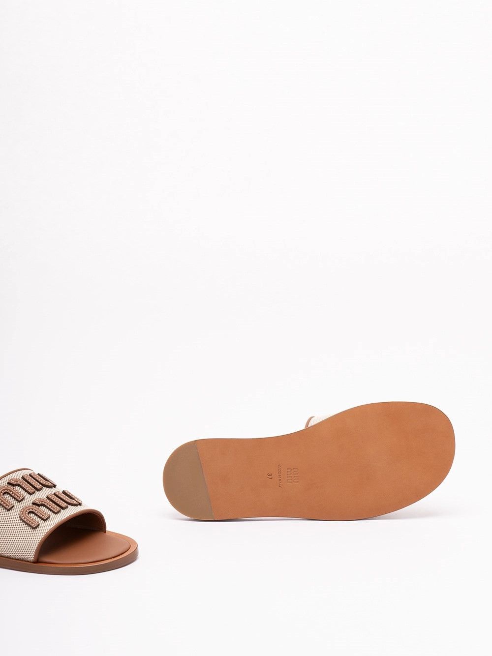 Miu Miu Canvas and Leather Slides Size US 7 / IT 37 - 4 Thumbnail