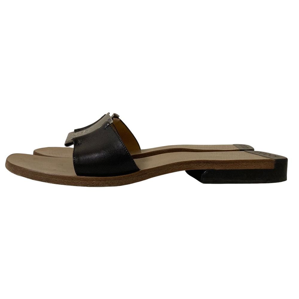 Gucci Gucci Gucci Metal Plate Slide Sandals Leather Shoes DUTY FREE for USA Size ONE SIZE - 4 Thumbnail