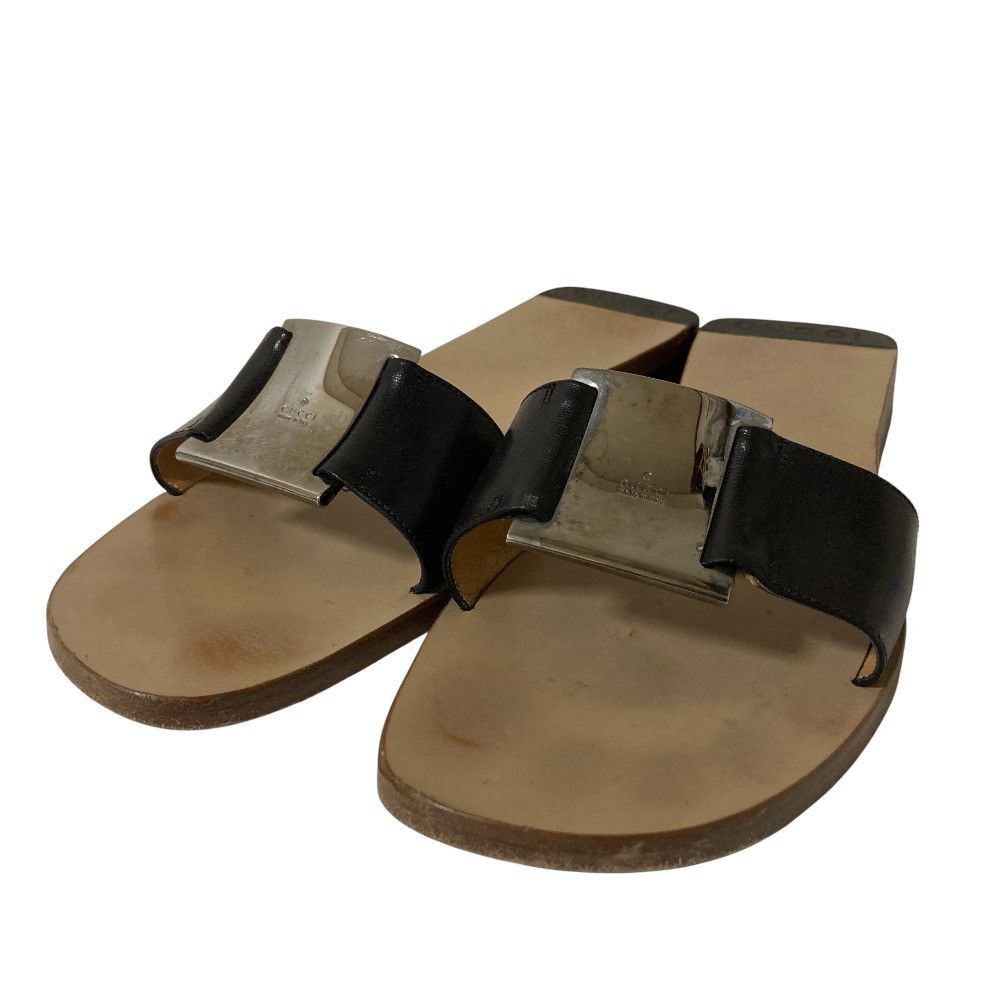 Gucci Gucci Gucci Metal Plate Slide Sandals Leather Shoes DUTY FREE for USA Size ONE SIZE - 2 Thumbnail