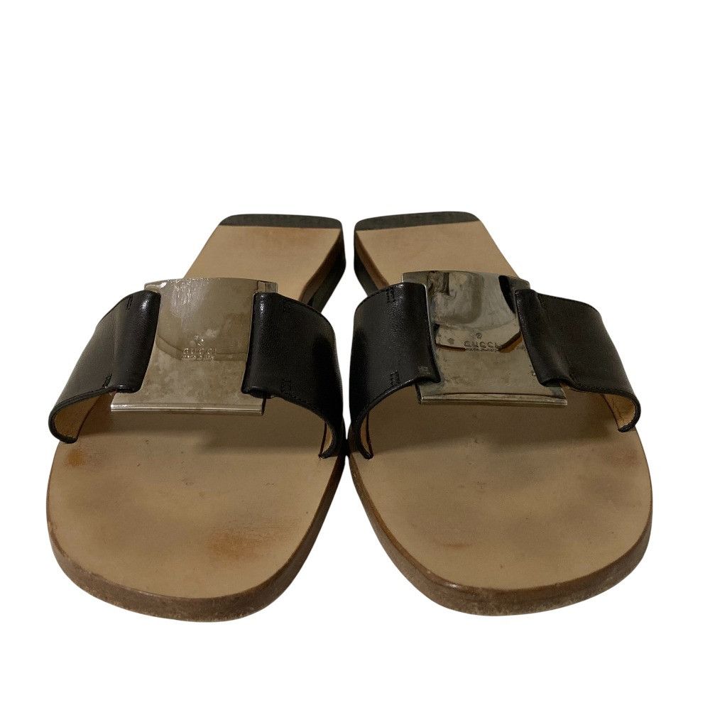 Gucci Gucci Gucci Metal Plate Slide Sandals Leather Shoes DUTY FREE for USA Size ONE SIZE - 3 Thumbnail