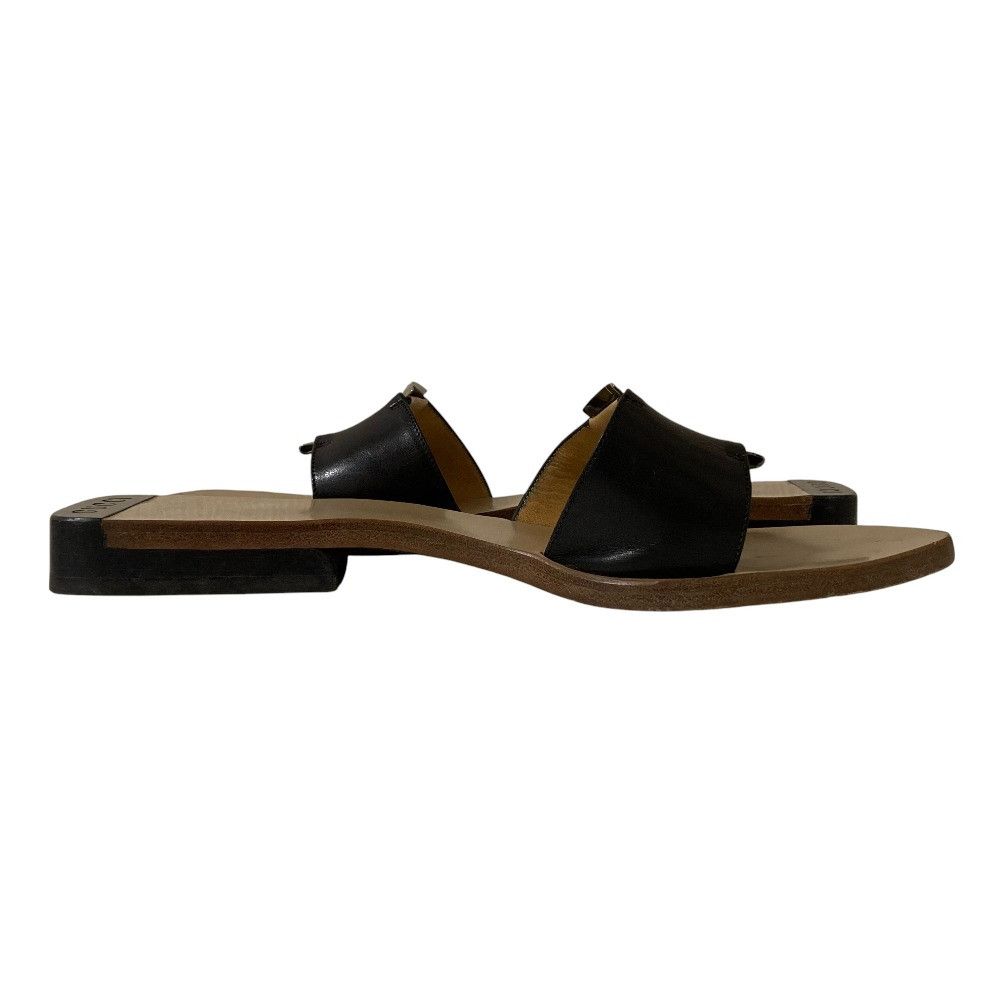 Gucci Gucci Gucci Metal Plate Slide Sandals Leather Shoes DUTY FREE for USA Size ONE SIZE - 5 Thumbnail