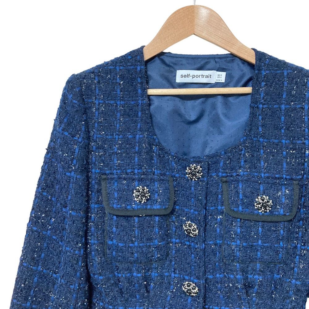 Other Other Self-Portrait Lame Tweed Collarless Jacket Textile Outerwear DUTY FREE for USA Size ONE SIZE - 3 Thumbnail