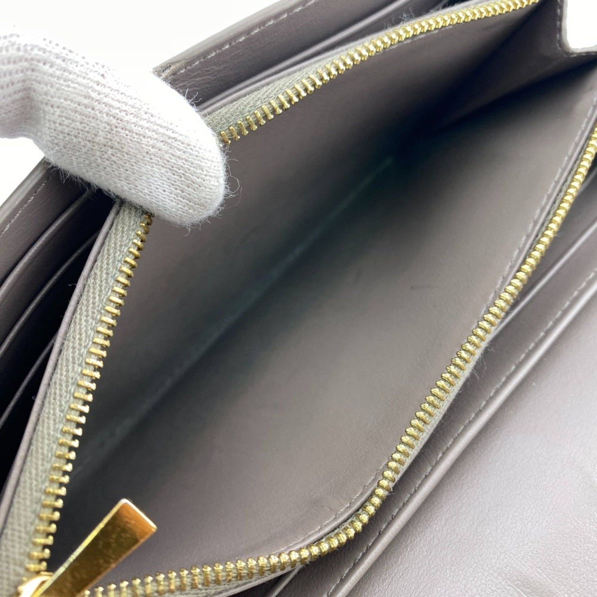 Celine CELINE Large Flap Wallet, Gray, Women's Size ONE SIZE - 9 Thumbnail