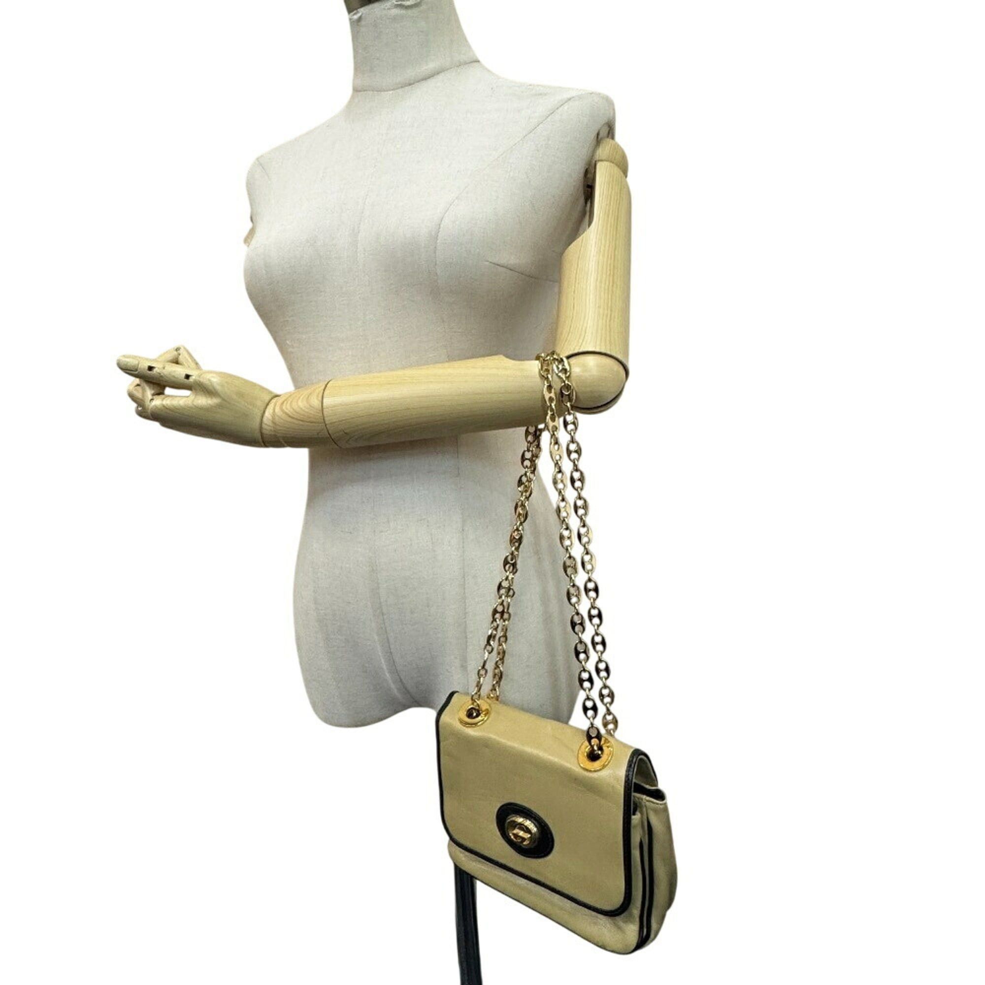 Gucci GUCCI 576423 Chain Handbag Flap Interlocking G Shoulder Bag Beige Size ONE SIZE - 12 Thumbnail