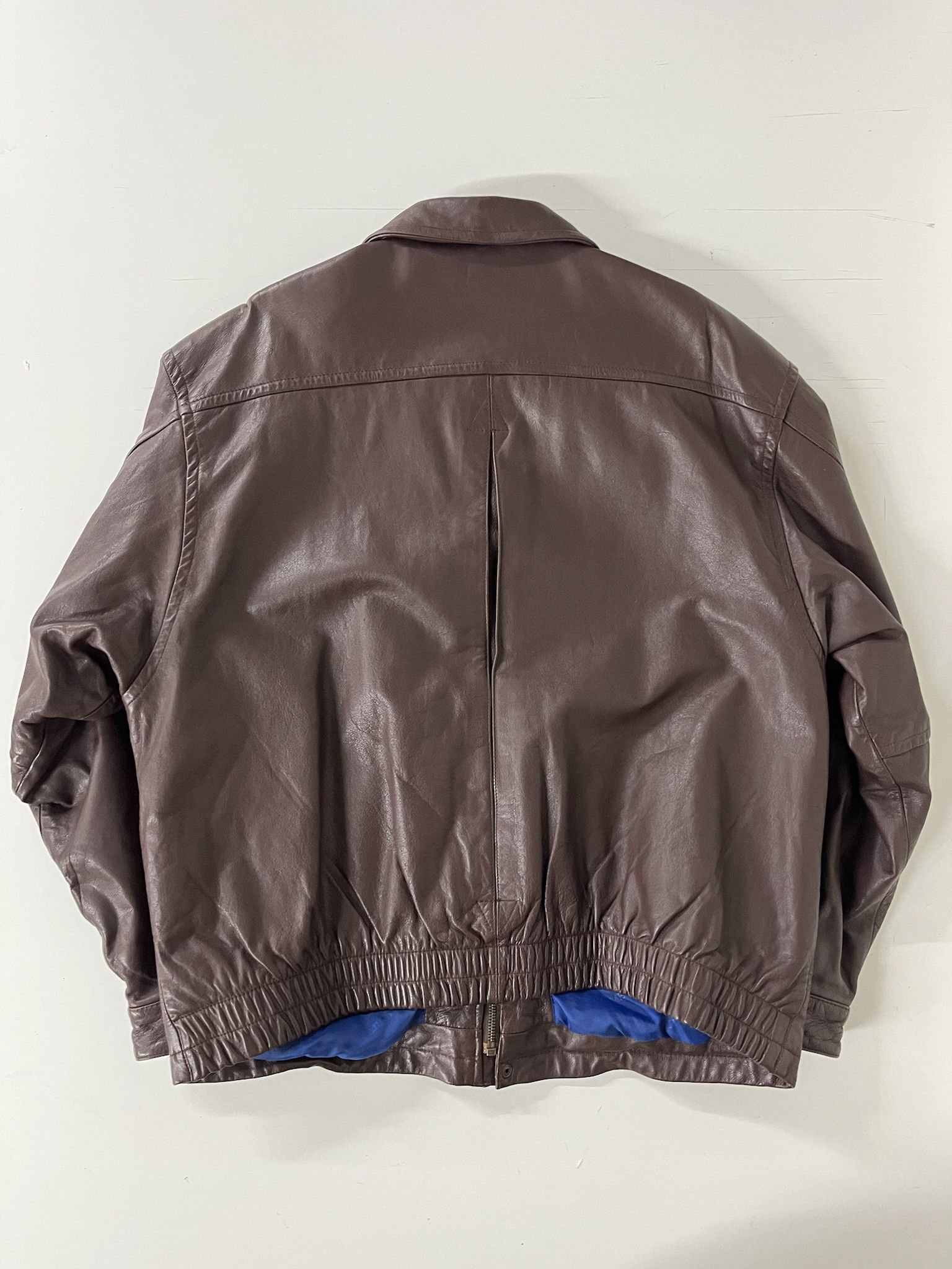 Leather × Vintage Vintage 1990s Maroon Genuine Leather Jacket Size XL Size US XL / EU 56 / 4 - 3 Thumbnail