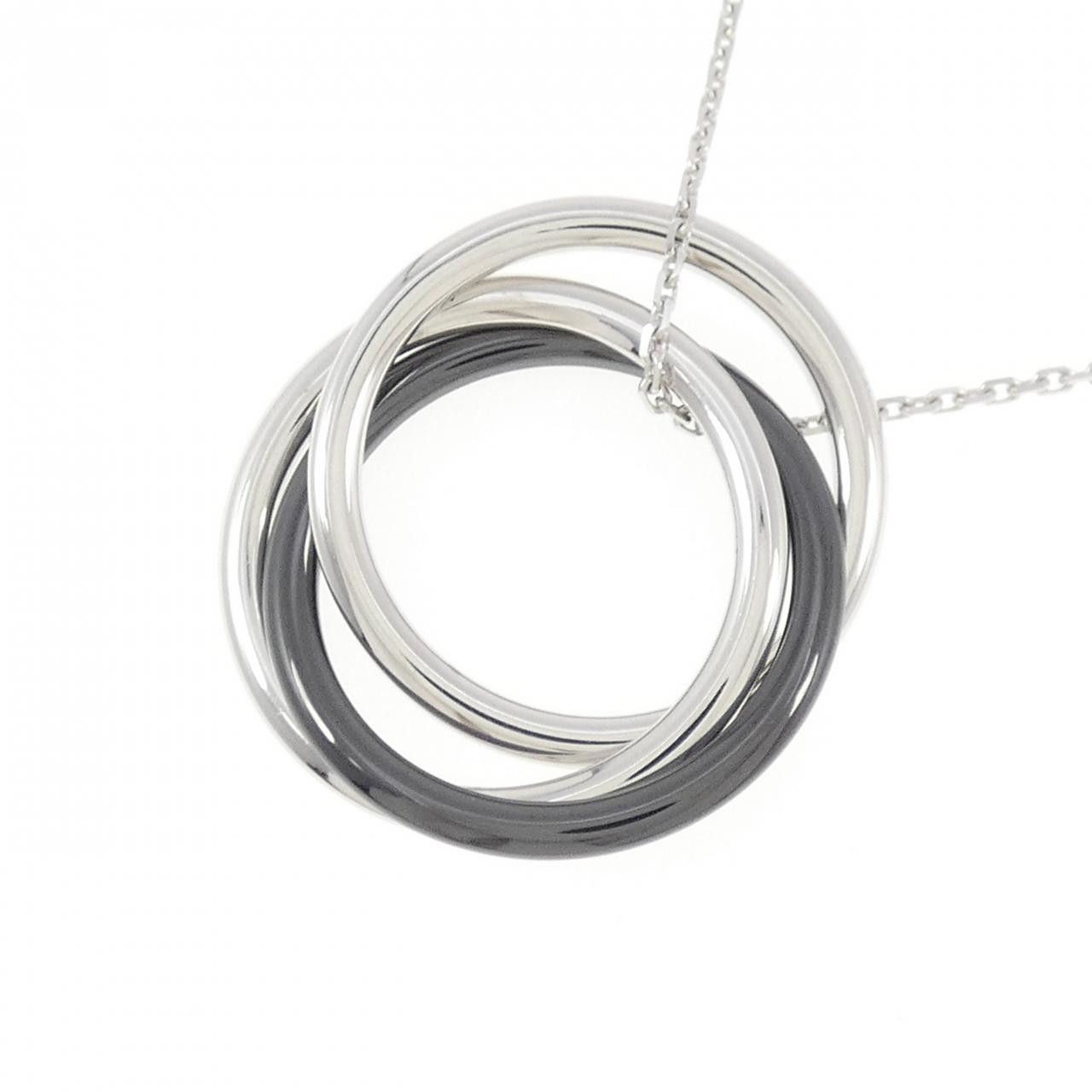 Cartier Cartier Cartier Trinity Black&White 750 White Gold Ceramic Diamond Necklace Precious Metal Necklace DUTY FREE for USA Size ONE SIZE - 4 Thumbnail