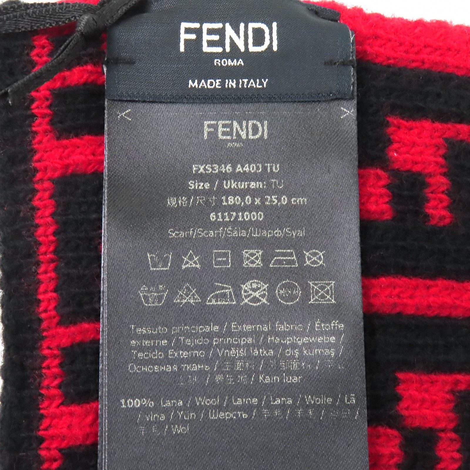 Fendi Fendi Fendi FF Logo Zucca Pattern Wool Scarf Textile Scarf FXS346 DUTY FREE for USA Size ONE SIZE - 6 Thumbnail