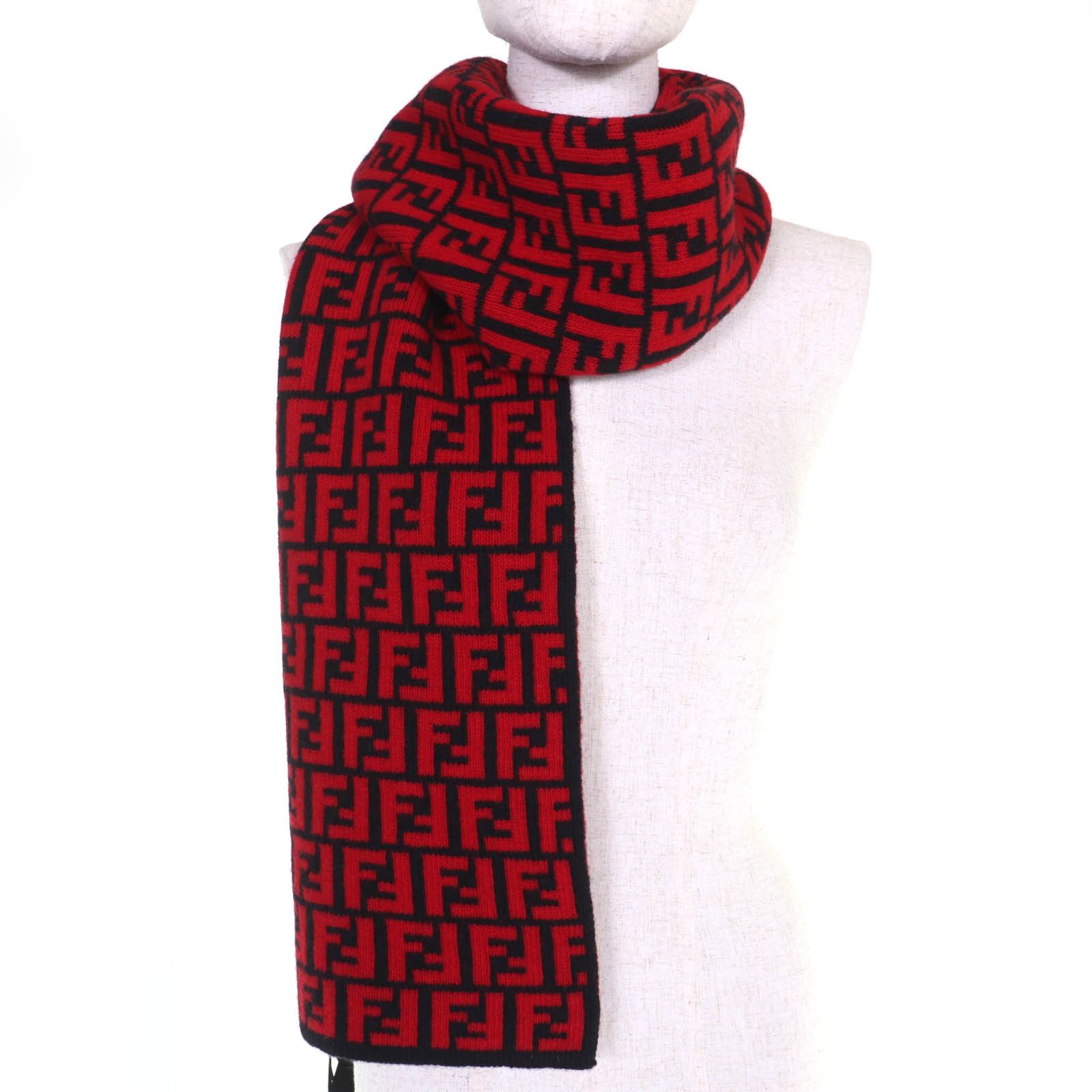 Fendi Fendi Fendi FF Logo Zucca Pattern Wool Scarf Textile Scarf FXS346 DUTY FREE for USA Size ONE SIZE - 2 Thumbnail