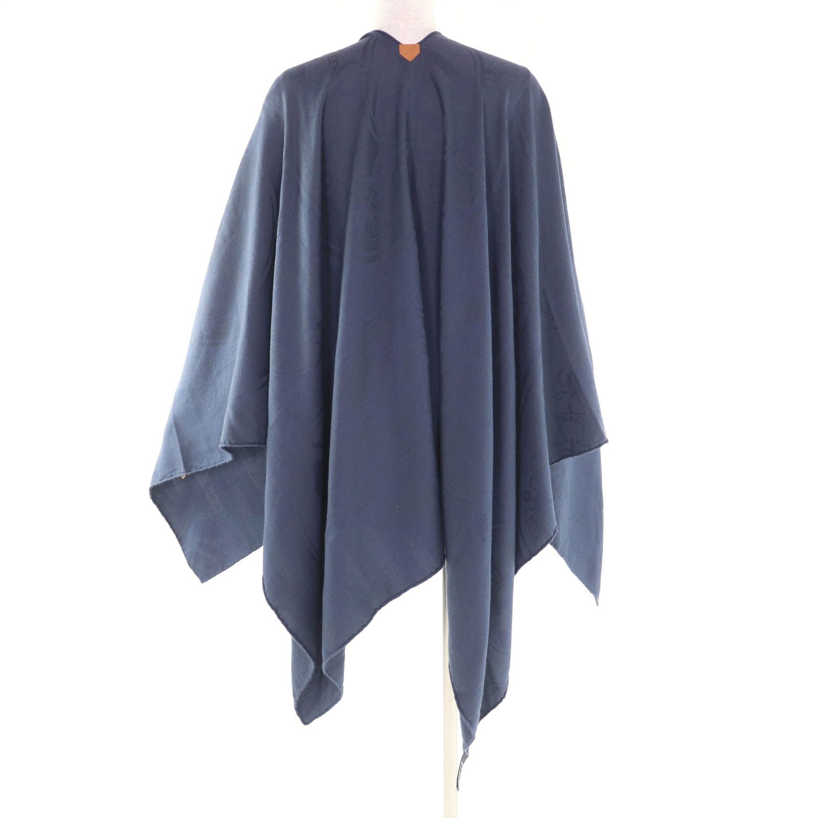 Hermes Hermes Hermès Exlibris Leather Cashmere Poncho Textile Outerwear DUTY FREE for USA Size ONE SIZE - 3 Thumbnail