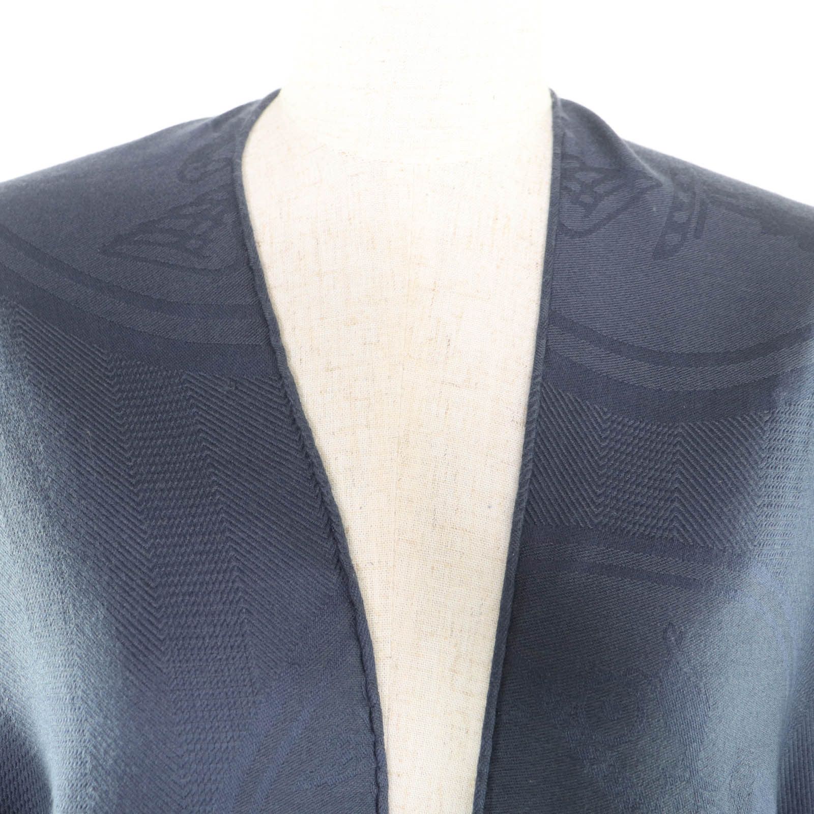 Hermes Hermes Hermès Exlibris Leather Cashmere Poncho Textile Outerwear DUTY FREE for USA Size ONE SIZE - 4 Thumbnail