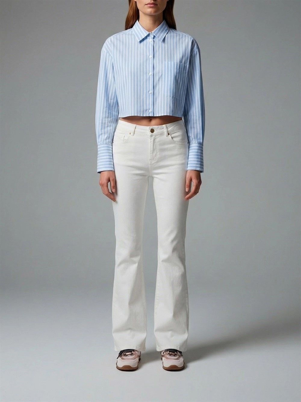 Patrizia Pepe Striped Cropped Shirt Size L / US 10 / IT 46 - 4 Thumbnail