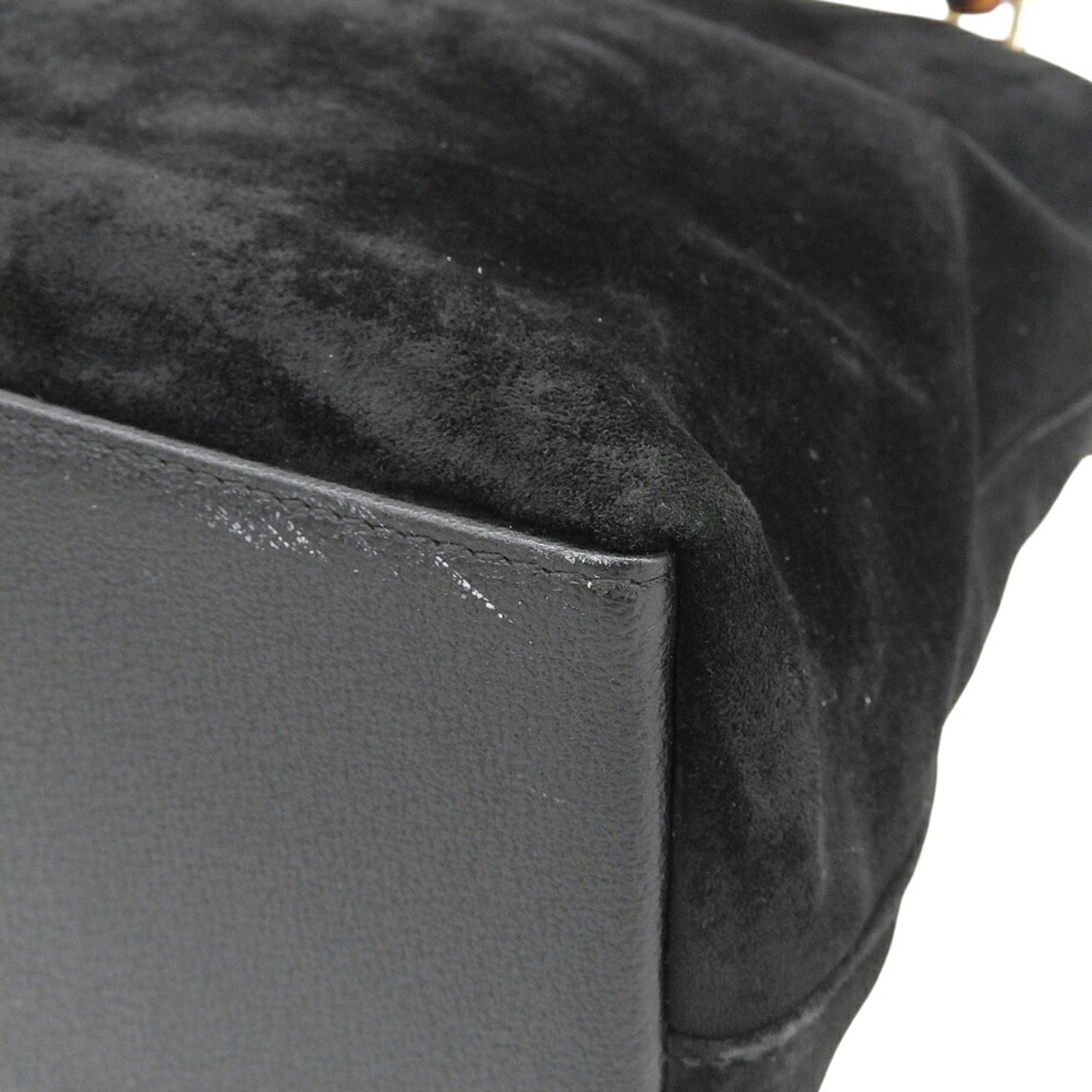 Gucci Gucci Bamboo Handbag 002 2058 0508 0 Bag Suede Black Size ONE SIZE - 4 Thumbnail