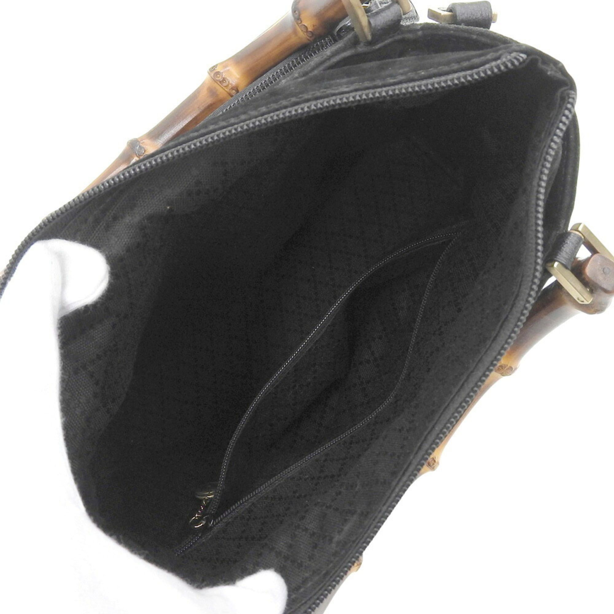 Gucci Gucci Bamboo Handbag 002 2058 0508 0 Bag Suede Black Size ONE SIZE - 3 Thumbnail