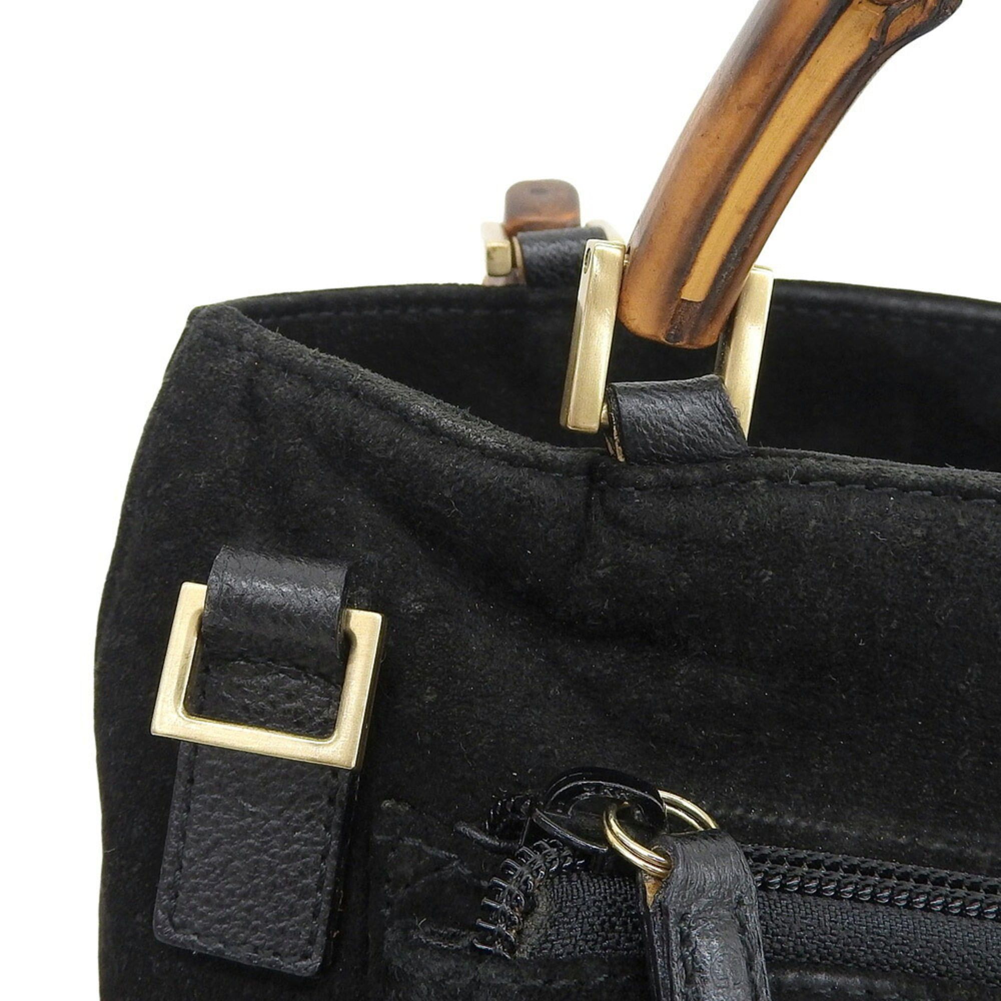 Gucci Gucci Bamboo Handbag 002 2058 0508 0 Bag Suede Black Size ONE SIZE - 5 Thumbnail