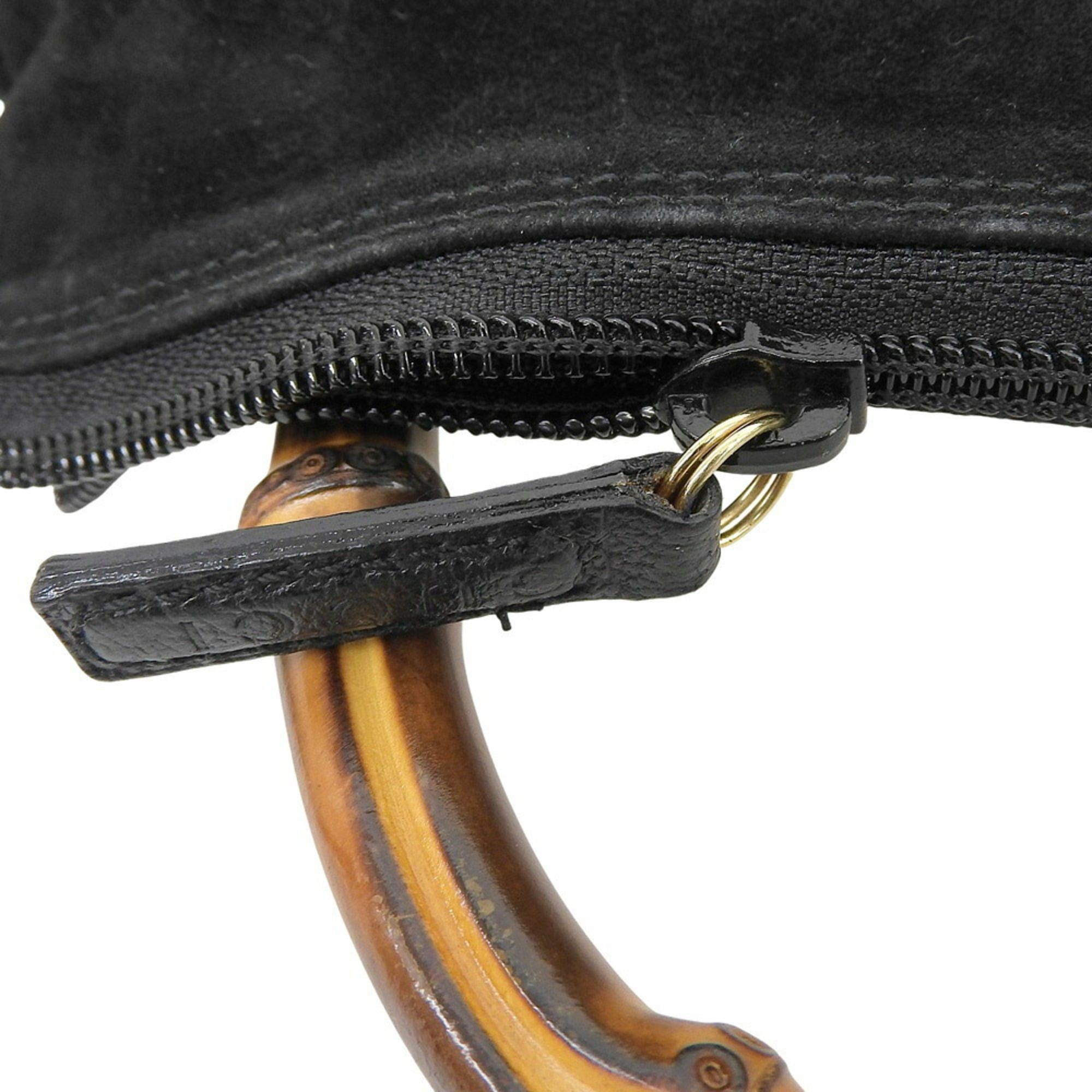 Gucci Gucci Bamboo Handbag 002 2058 0508 0 Bag Suede Black Size ONE SIZE - 8 Thumbnail