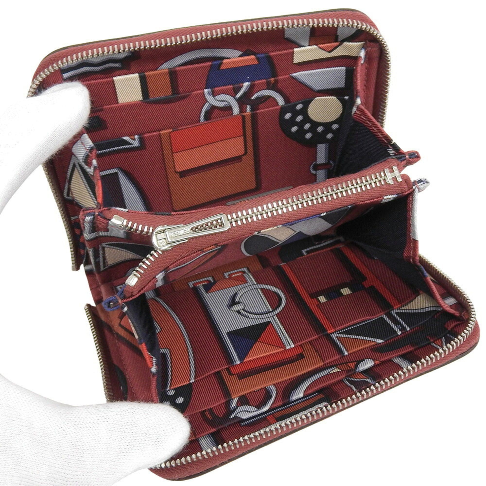 Hermes Hermes Azap Silkin Compact X Stamped Round Coin Case Epson Red Size ONE SIZE - 3 Thumbnail