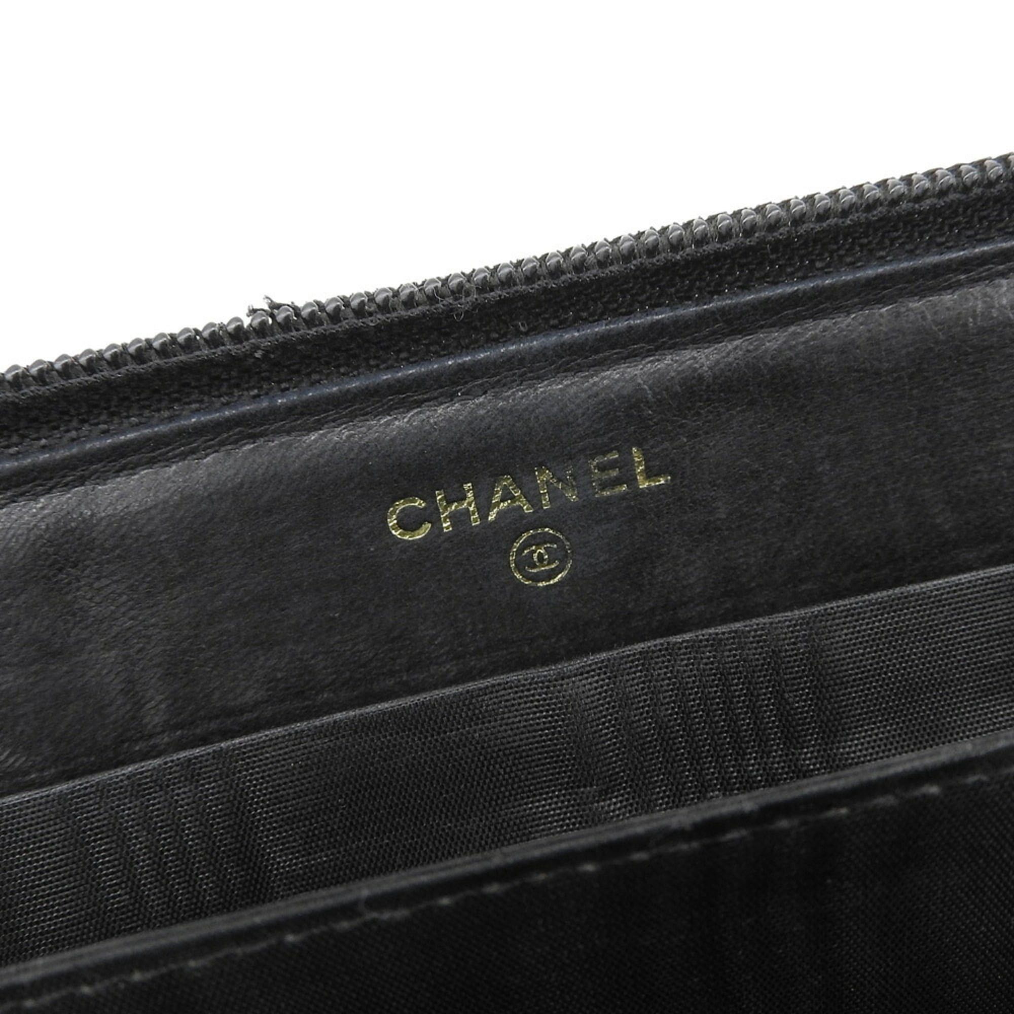 Chanel CHANEL No. 9 Coco Mark Round Long Wallet Caviar Skin Black Size ONE SIZE - 10 Thumbnail