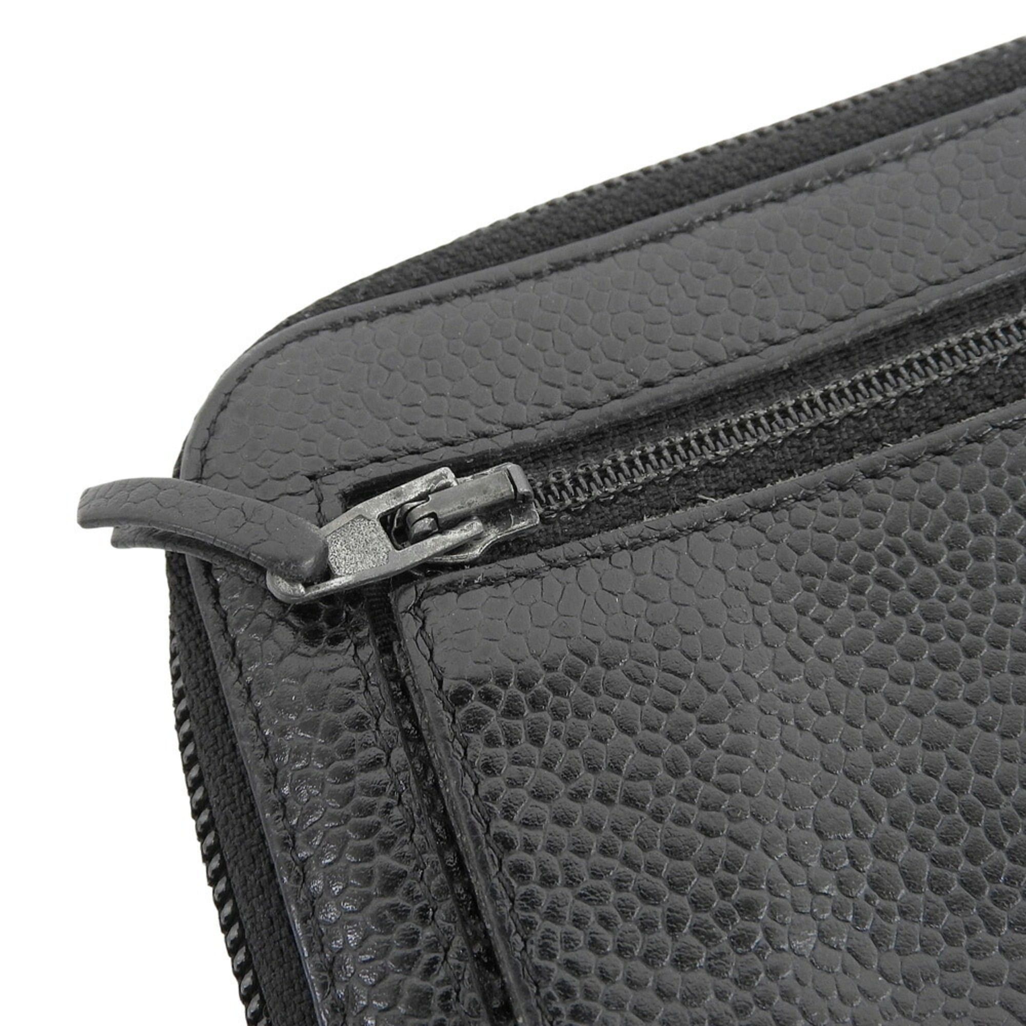 Chanel CHANEL No. 9 Coco Mark Round Long Wallet Caviar Skin Black Size ONE SIZE - 7 Thumbnail