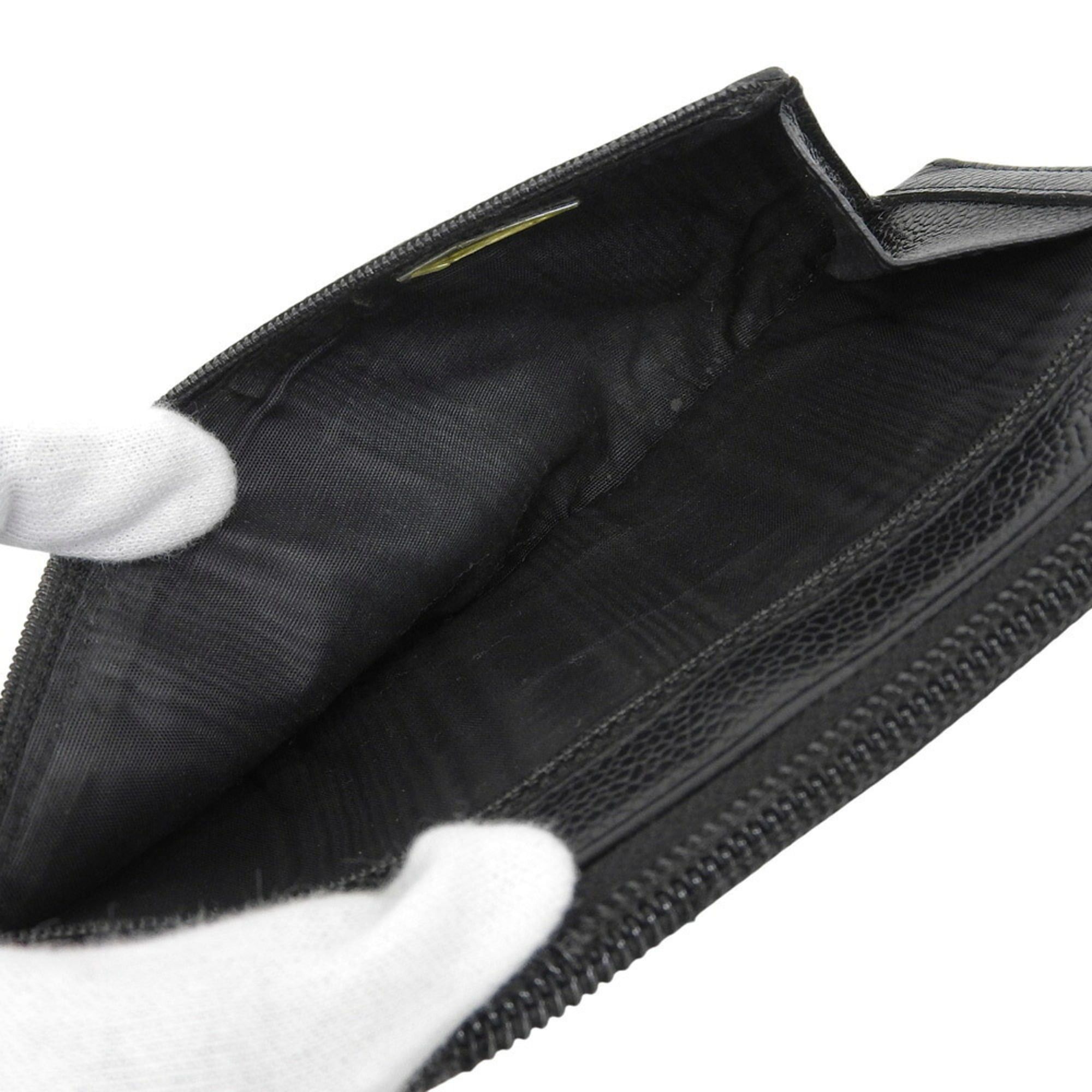 Chanel CHANEL No. 9 Coco Mark Round Long Wallet Caviar Skin Black Size ONE SIZE - 4 Thumbnail