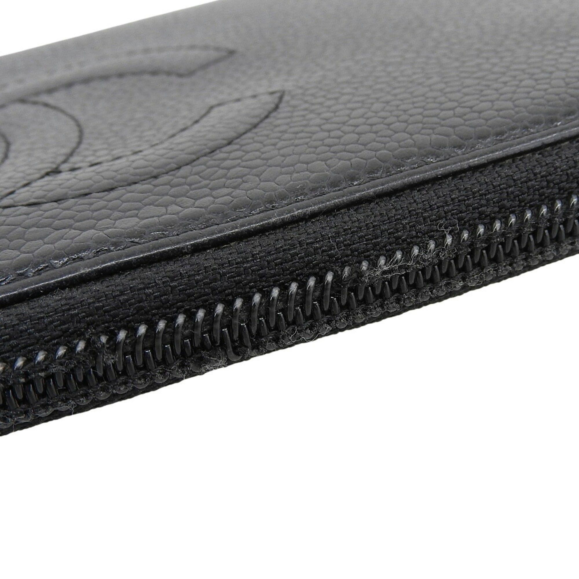 Chanel CHANEL No. 9 Coco Mark Round Long Wallet Caviar Skin Black Size ONE SIZE - 6 Thumbnail