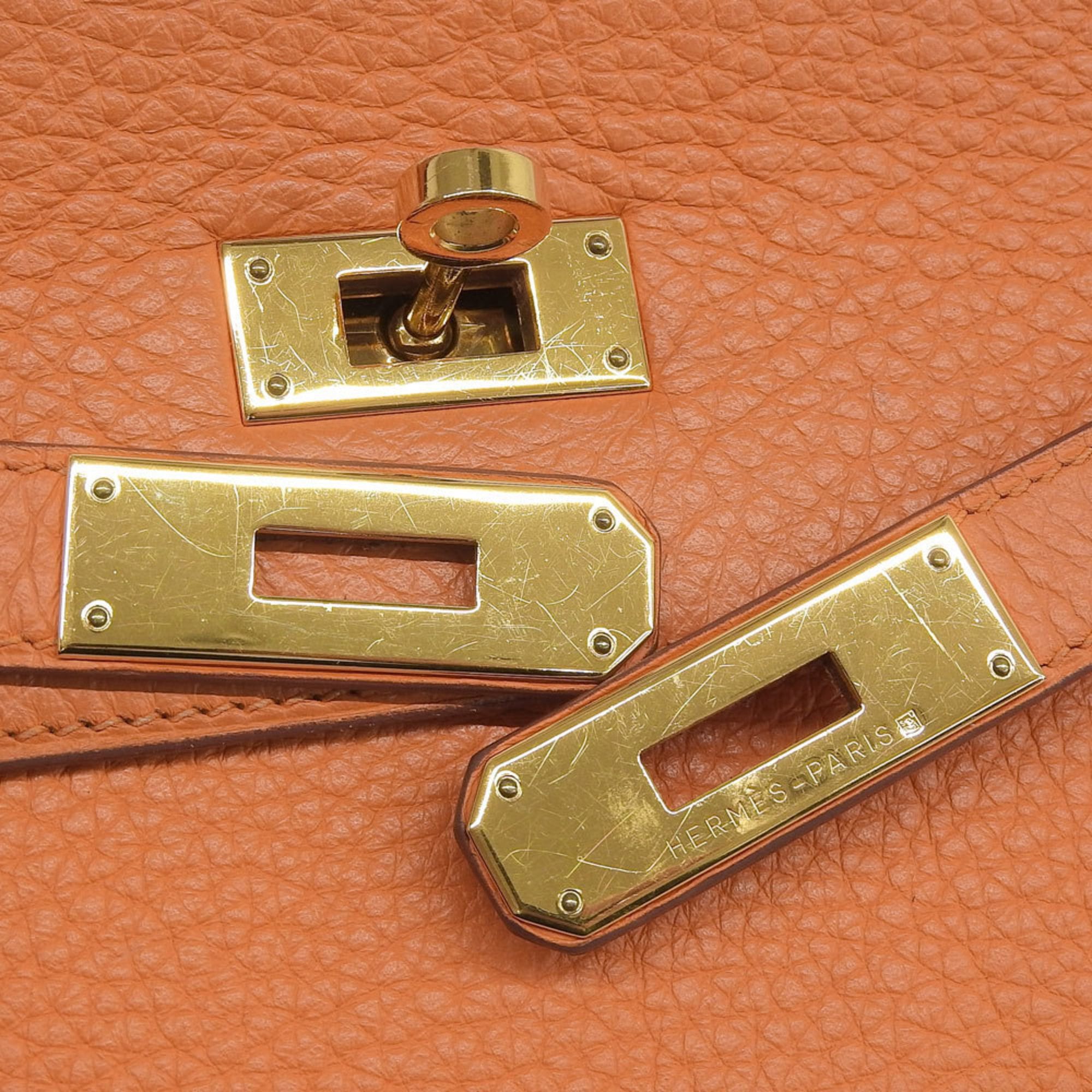 Hermes Hermes Kelly 32, inside stitching, F stamp, bag, Taurillon Clemence, orange Size ONE SIZE - 5 Thumbnail