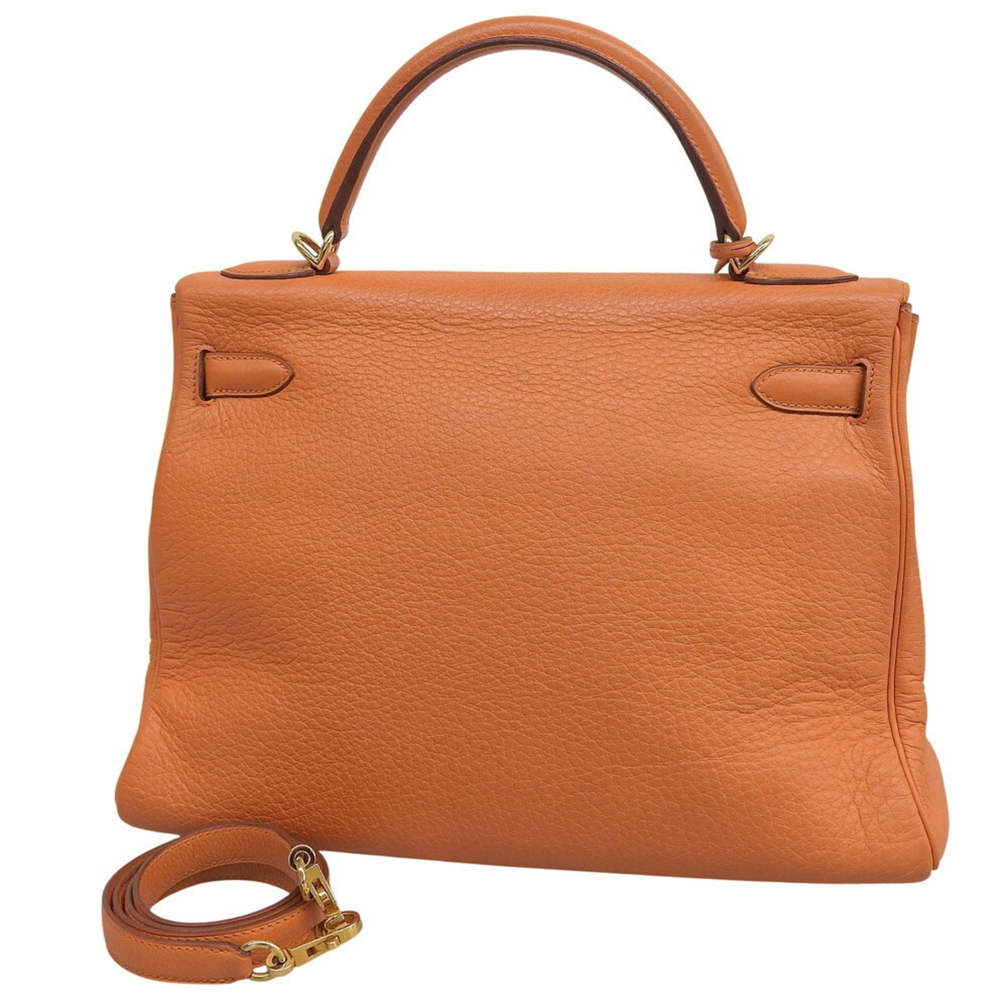 Hermes Hermes Kelly 32, inside stitching, F stamp, bag, Taurillon Clemence, orange Size ONE SIZE - 2 Thumbnail