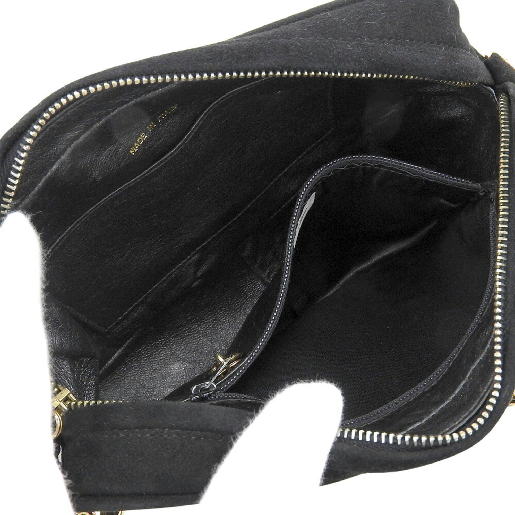 Chanel CHANEL No. 3 Coco Mark Chain Shoulder Bag Suede Black Size ONE SIZE - 3 Thumbnail
