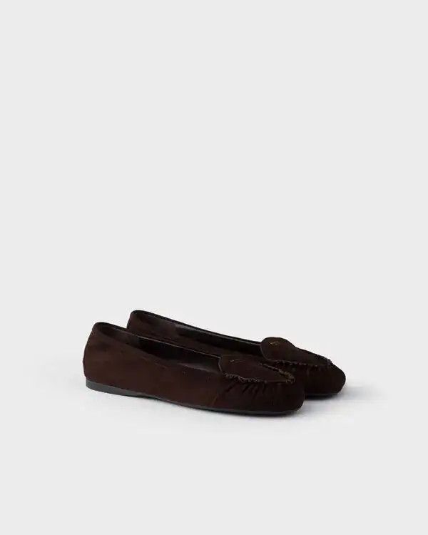 Prada Prada Suede Ballerina Flat Shoes in Dark Brown Size US 10 / IT 40 - 2 Thumbnail
