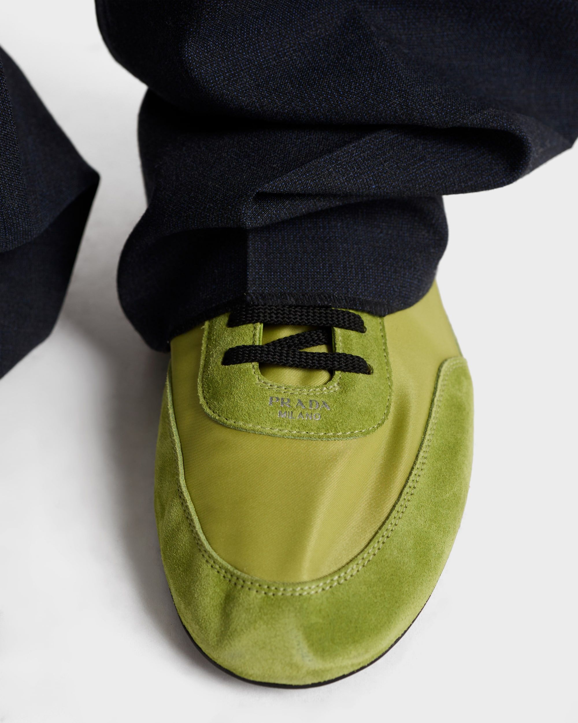Prada LIMITED TIME OFFER Collapse Re-Nylon and suede elasticized sneakers in grass green Size US 13 / EU 46 - 3 Thumbnail