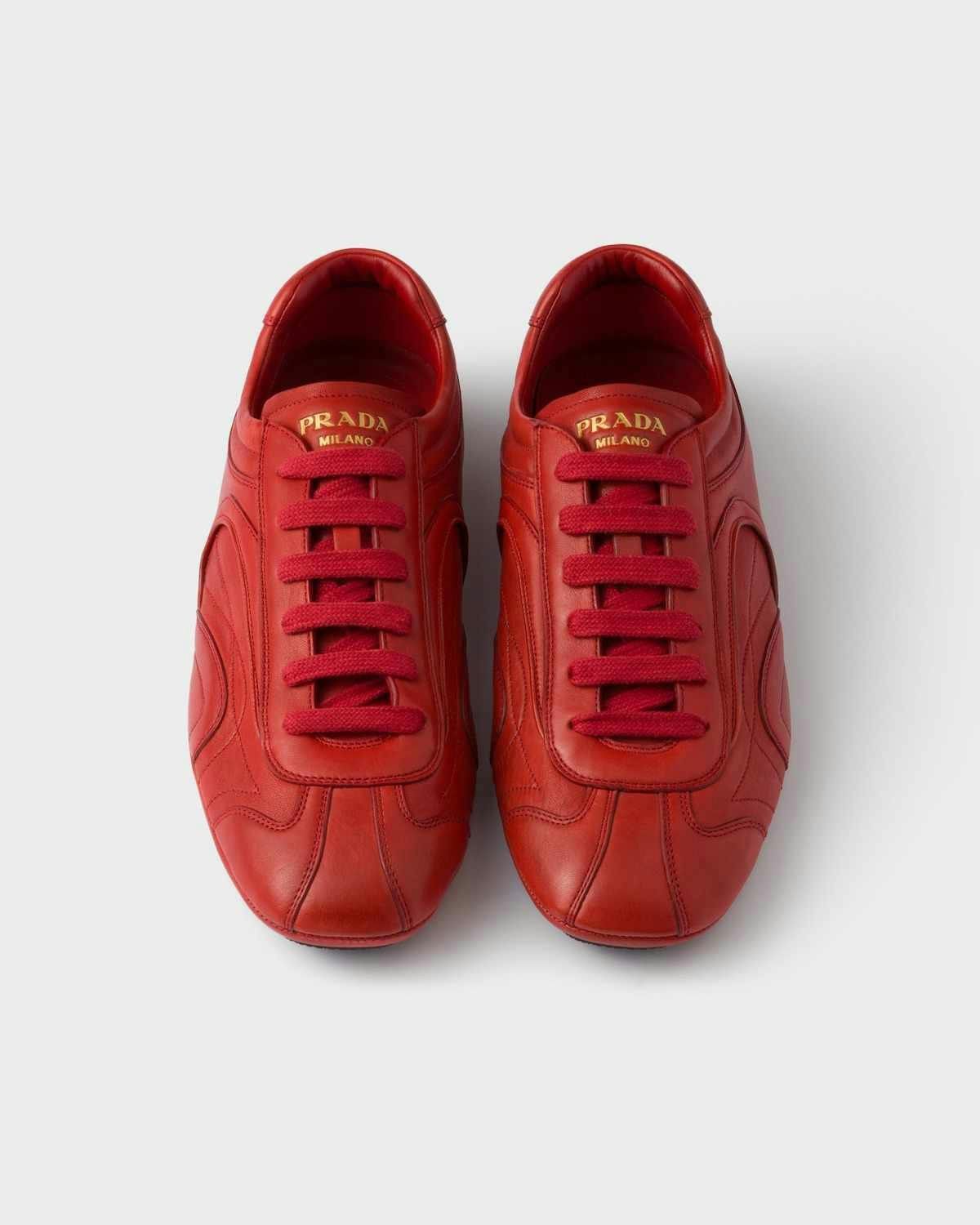 Prada Prada Montecarlo Re-Edition 2005 Antiqued Nappa Leather Sneakers in Red Size US 11 / EU 44 - 2 Thumbnail