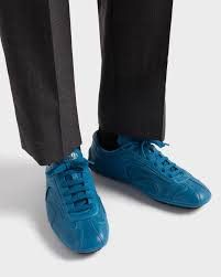 Prada Prada Montecarlo Re-Edition 2005 Antiqued Nappa Leather Sneakers in Blue Size US 7 / EU 40 - 3 Thumbnail